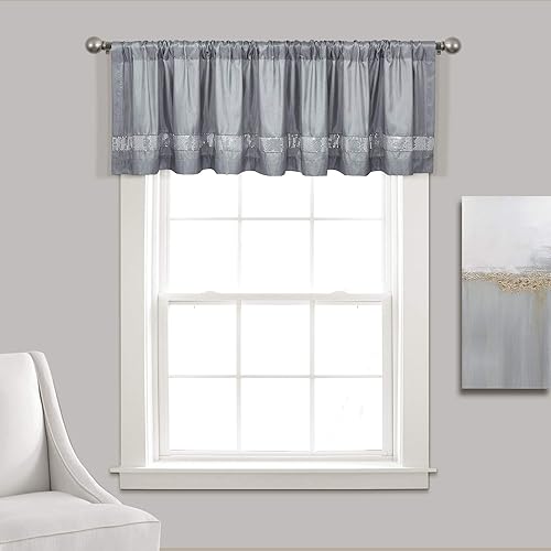 Lush Decor Night Sky Pailletten-Fenstervolant – schicke, Schimmernde zweifarbige