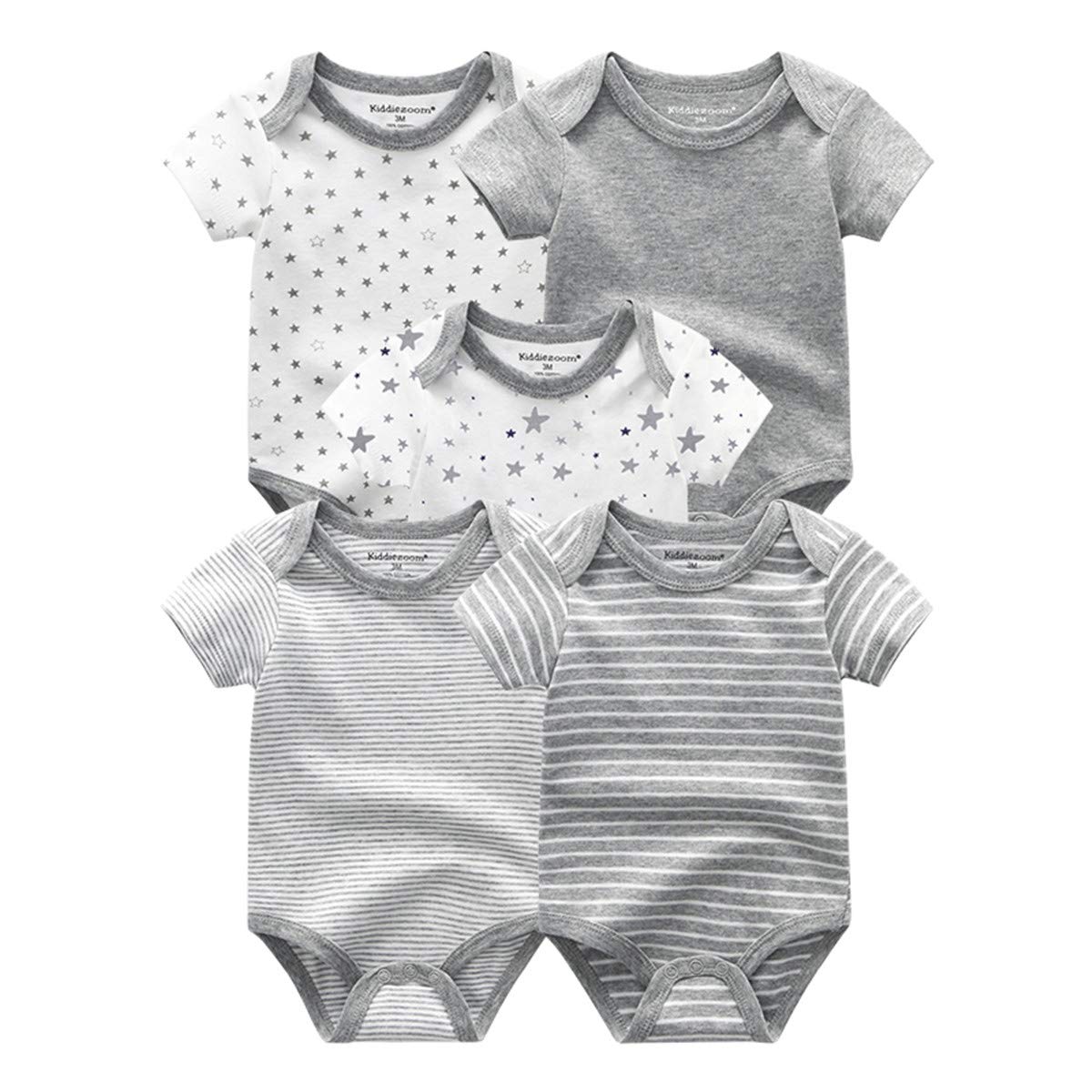 Chalecos de manga corta + pantalones para recién nacidos de 0 a 12 meses de algodón, gris, 3 Meses