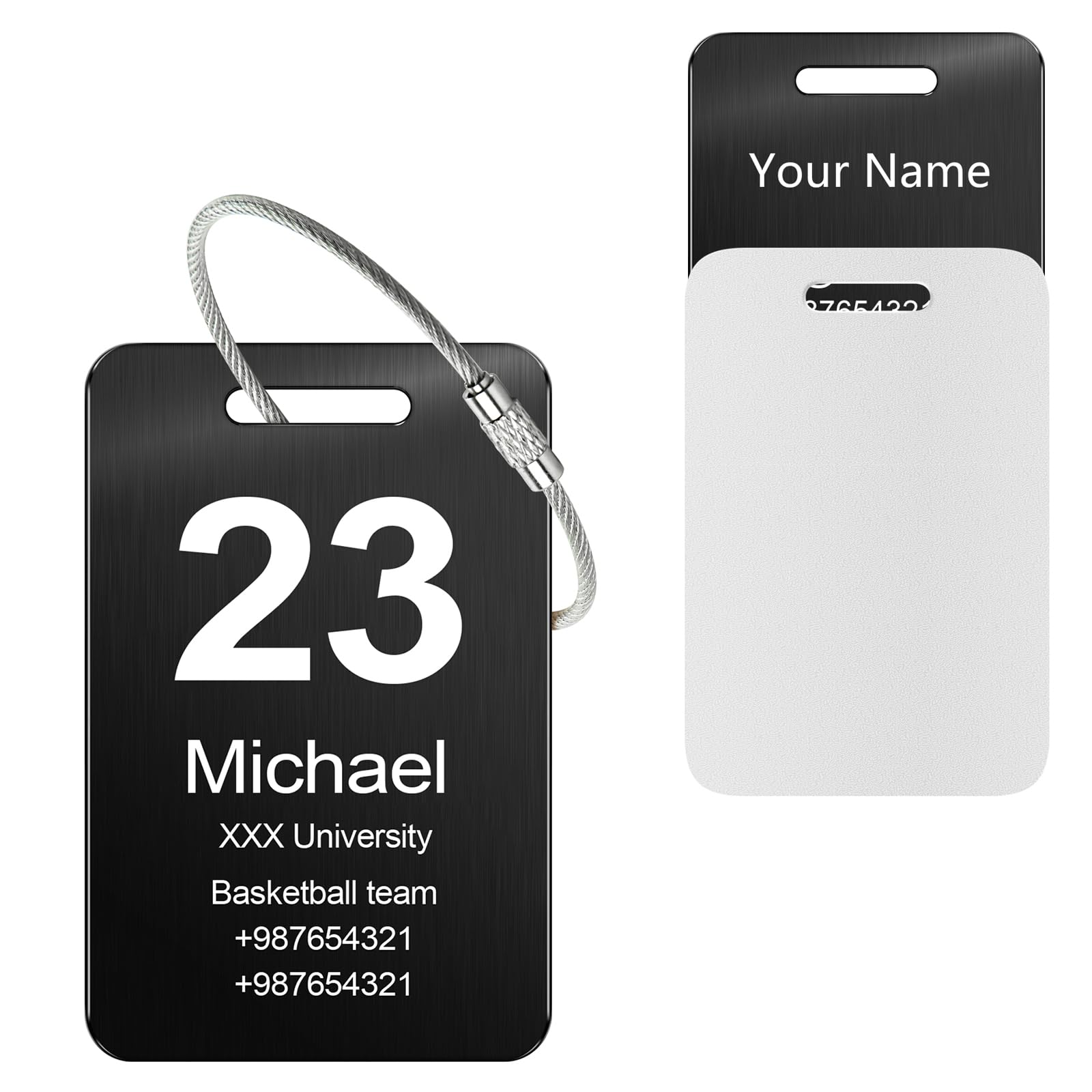 Customized Stainless Steel Luggage Tags: Personalize Your Suitcases, Backpacks, and Bags with Your Text - Custom Initial Text Name ID,Number 2"x3.3"