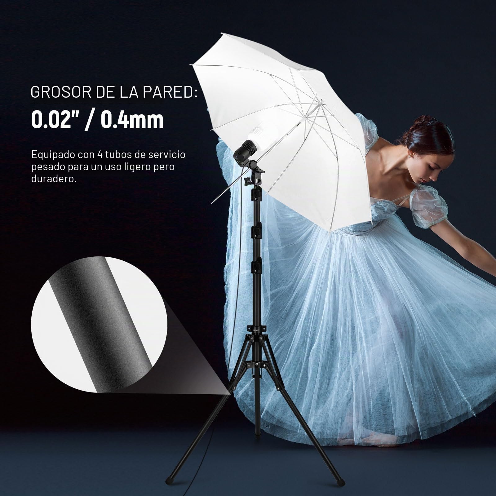 Neewer Trípode de luz con Patas Reversibles 180°, 178 cm, trípode de Viaje portátil, Tornillo 1/4" y Perno 5/8" para fotografía de Interior y Exterior Speedlite Strobo Ring Light Softbox, ST178B,