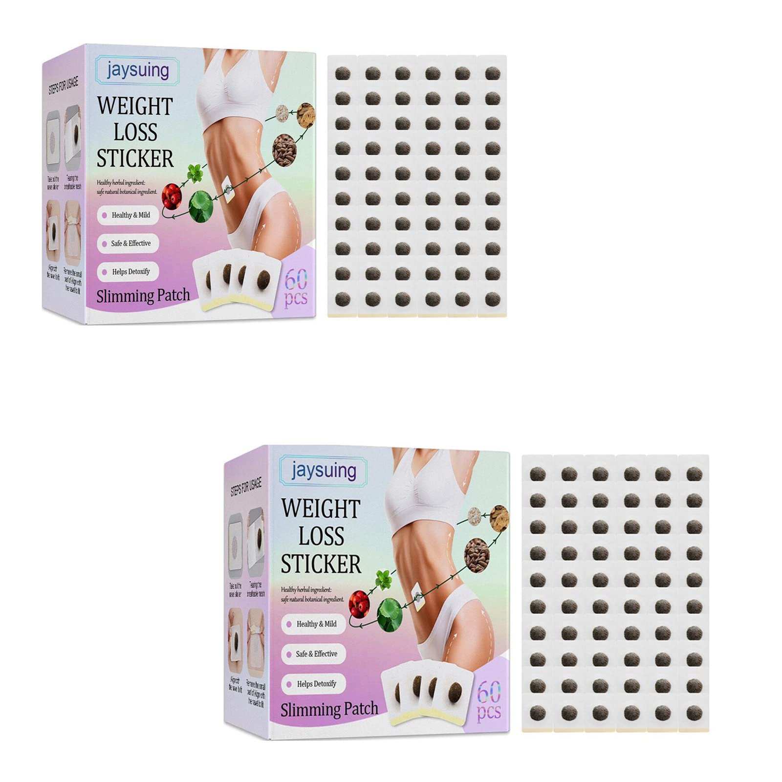 Pepisky 120Pcs Weight Loss Stickers Navel Slimming Patches Herbal Ingredient Burn Fat Accelerate Metabolism