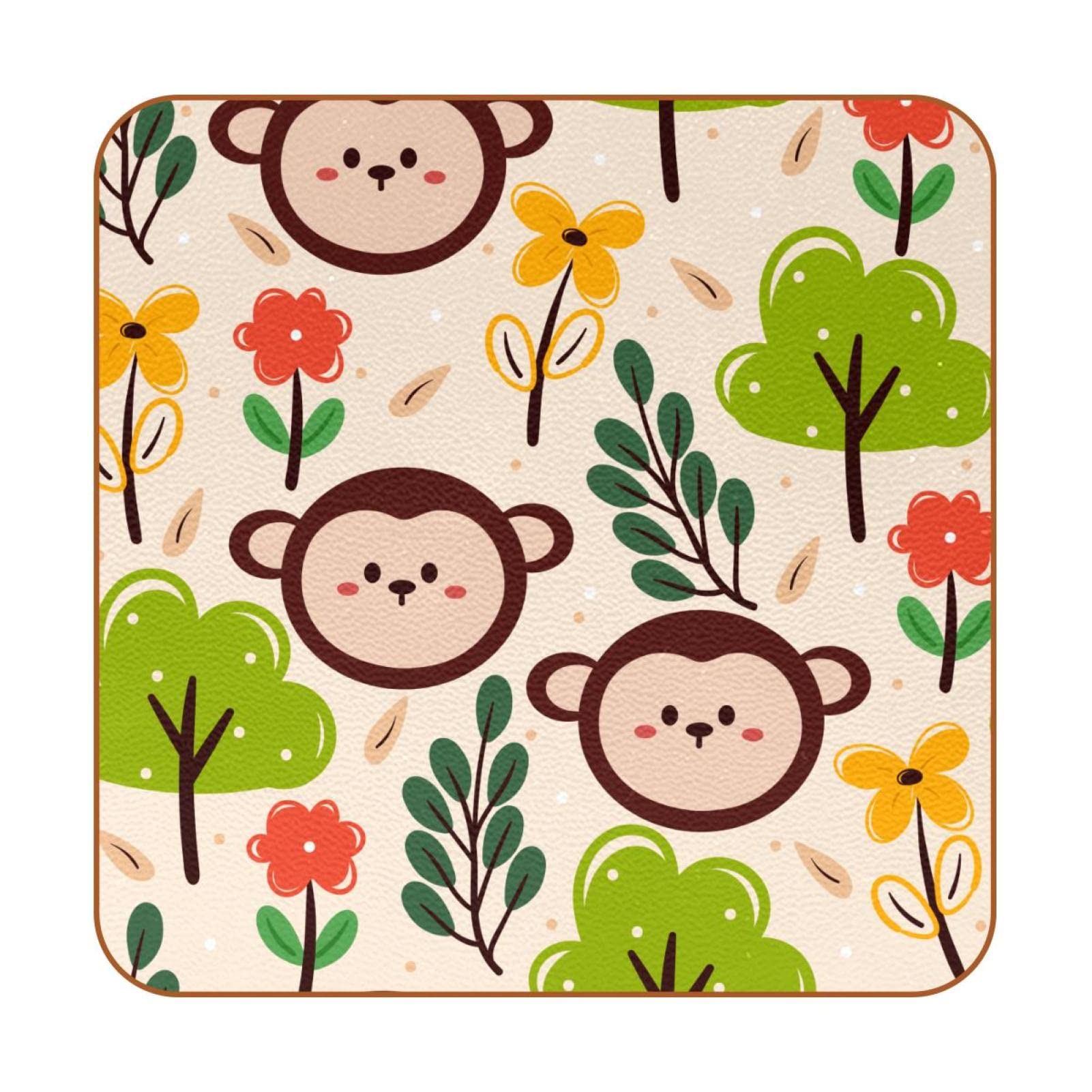 Dessous de verre singe dessin animé pour des apéritifs joyeux