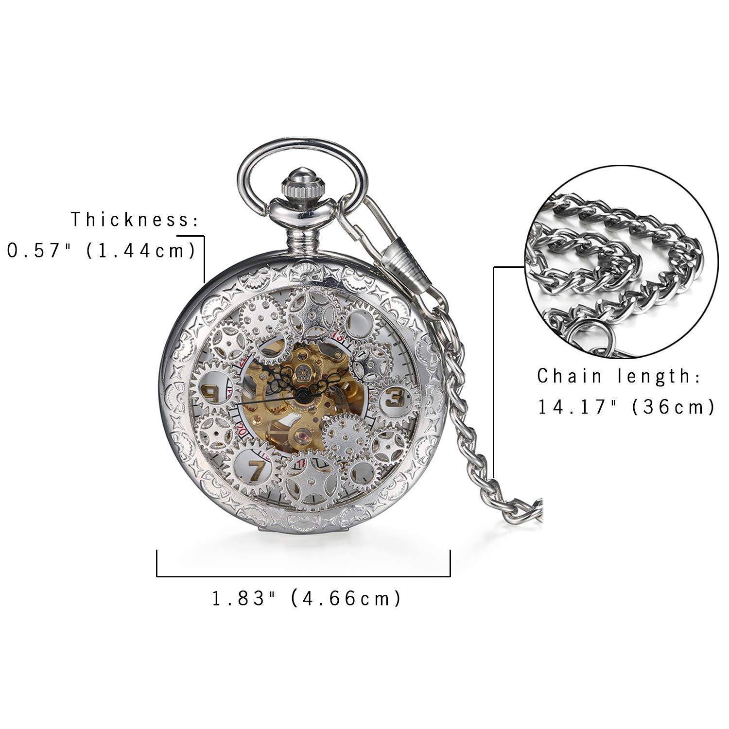 Montre de Poche Vintage à Quartz: Gousset Avec Chaîne et Chiffres - Mécanique Avec Pignon