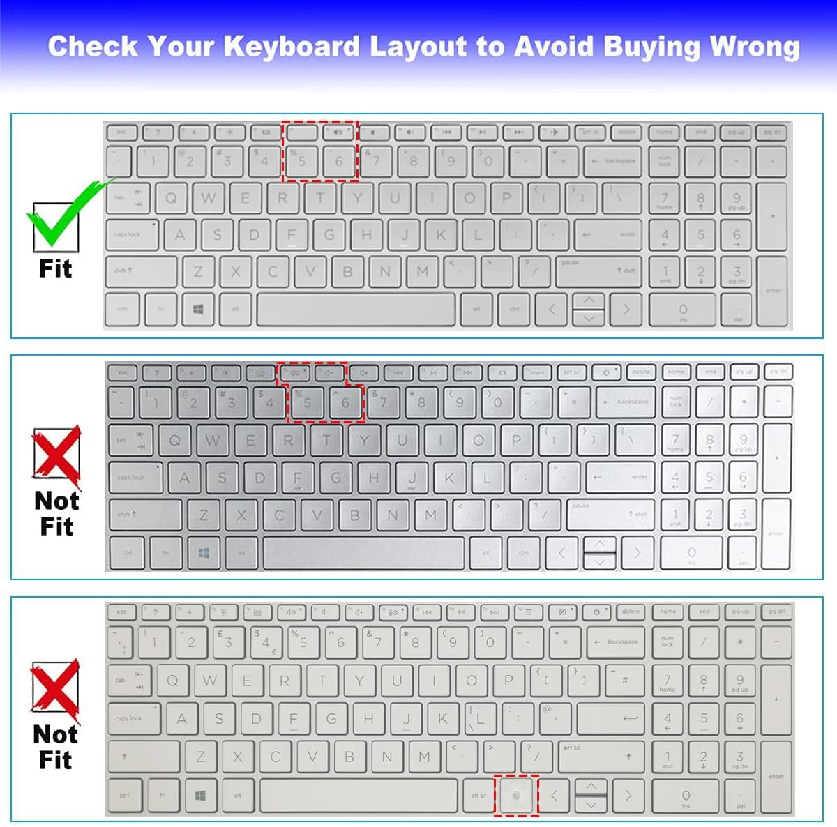 Keyboard Cover for 17.3 HP Laptop 17-by 17-bs/ca 17t-by400/by500 17-by4013dx 17-by0053cl 17-by4633dx 17-by3613dx 17-by1053dx 17-by0021dx by4061nr by3053cl by3065st by4623dx(Not Fit 17-cn/cp/cw/ch/cr) image 2