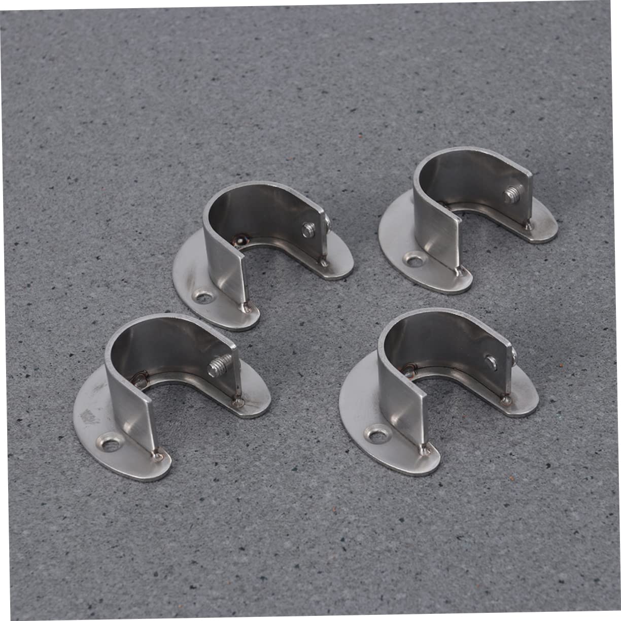 Ciieeo 6pcs Stainless Steel Flange Seat Rod Holder Curtain Closet Drapery Heavy Brackets Duty