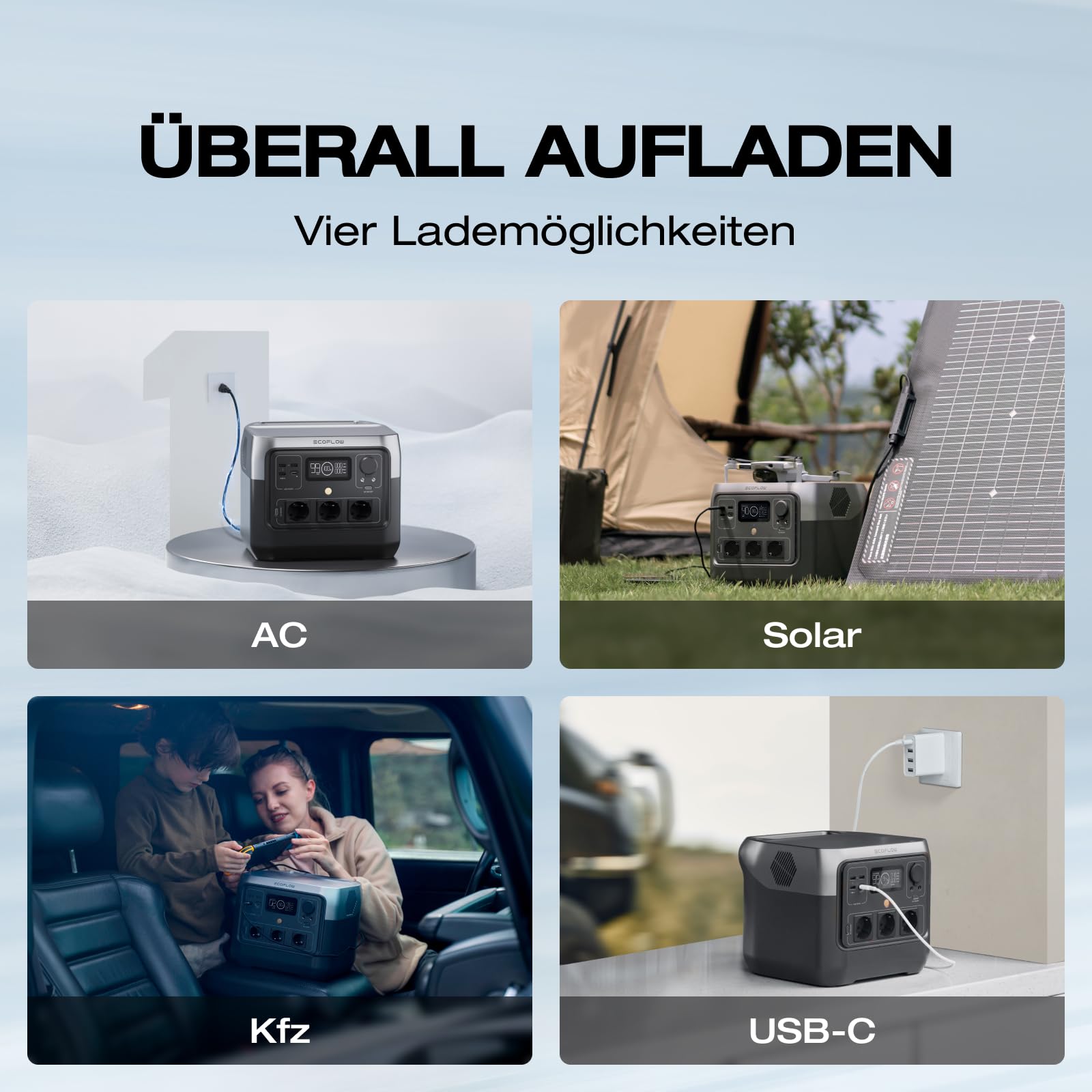 EF ECOFLOW RIVER 2 Pro 768Wh tragbare Powerstation mit XT60i Kabel 3.5M, Solargenerator mit LiFeP04, 3x 800W AC-Steckdosen, Schnellladung in 70 Stunde, Balkonkraft für Camping/Wohnmobile/Notstrom
