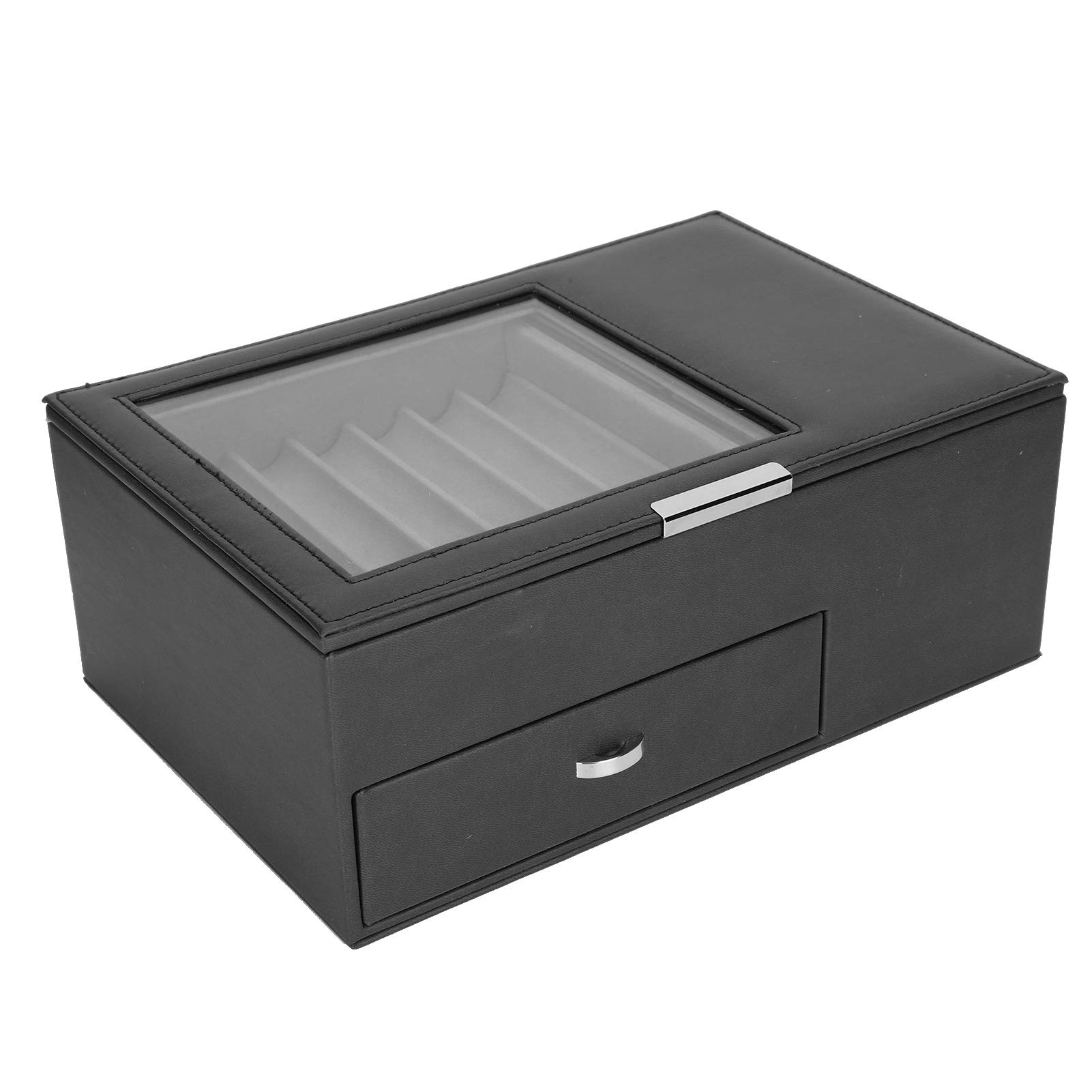 Scatola porta penne a doppio strato, astuccio per penne stilografiche in pelle PU, organizer per collezione di penne (Nera)