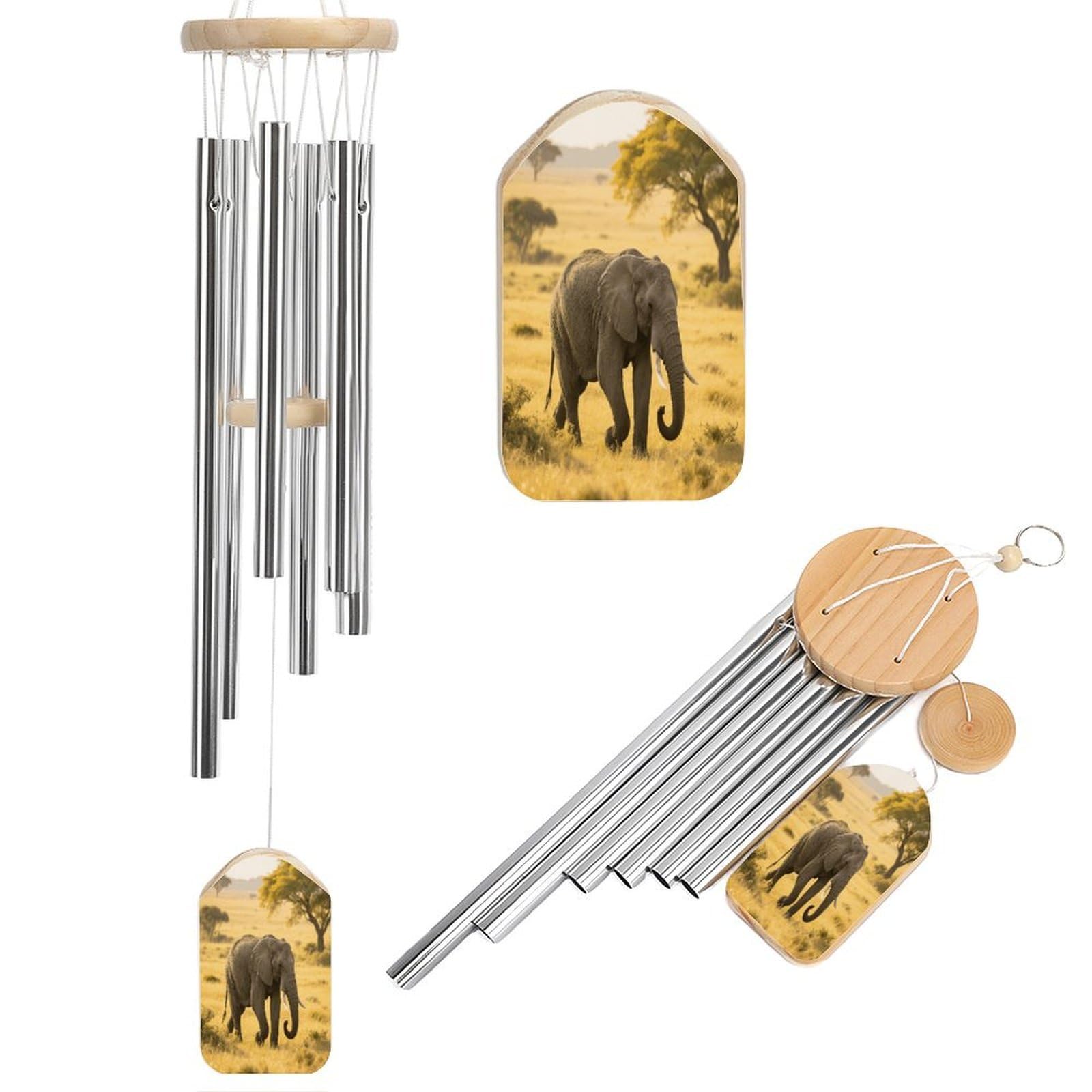 Elephant Wind Chimes for Outdoor Large Deep Tone Aluminium Wind Chimes Soothing Melodic Sound 20.5" Hanging Metal Windchimes Outdoors Decor for Patio Porch Yard