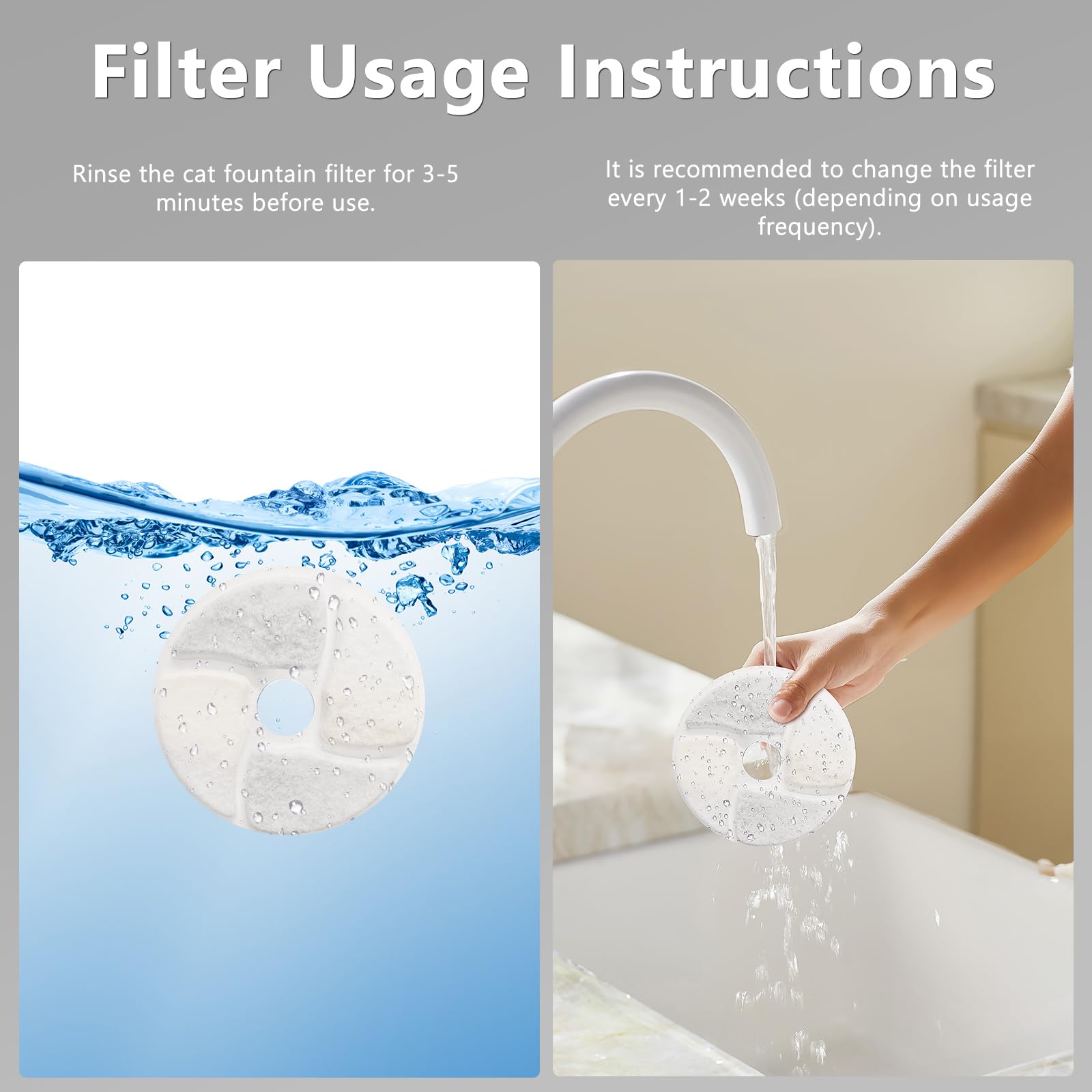 Tyonto Modello WF350 Filtri Speciali per Fontana Confezione da 4 Filtri di Ricambio Set da 2 Mesi per Distributori d'Acqua per Gatti Adatti per Cani e Gatti