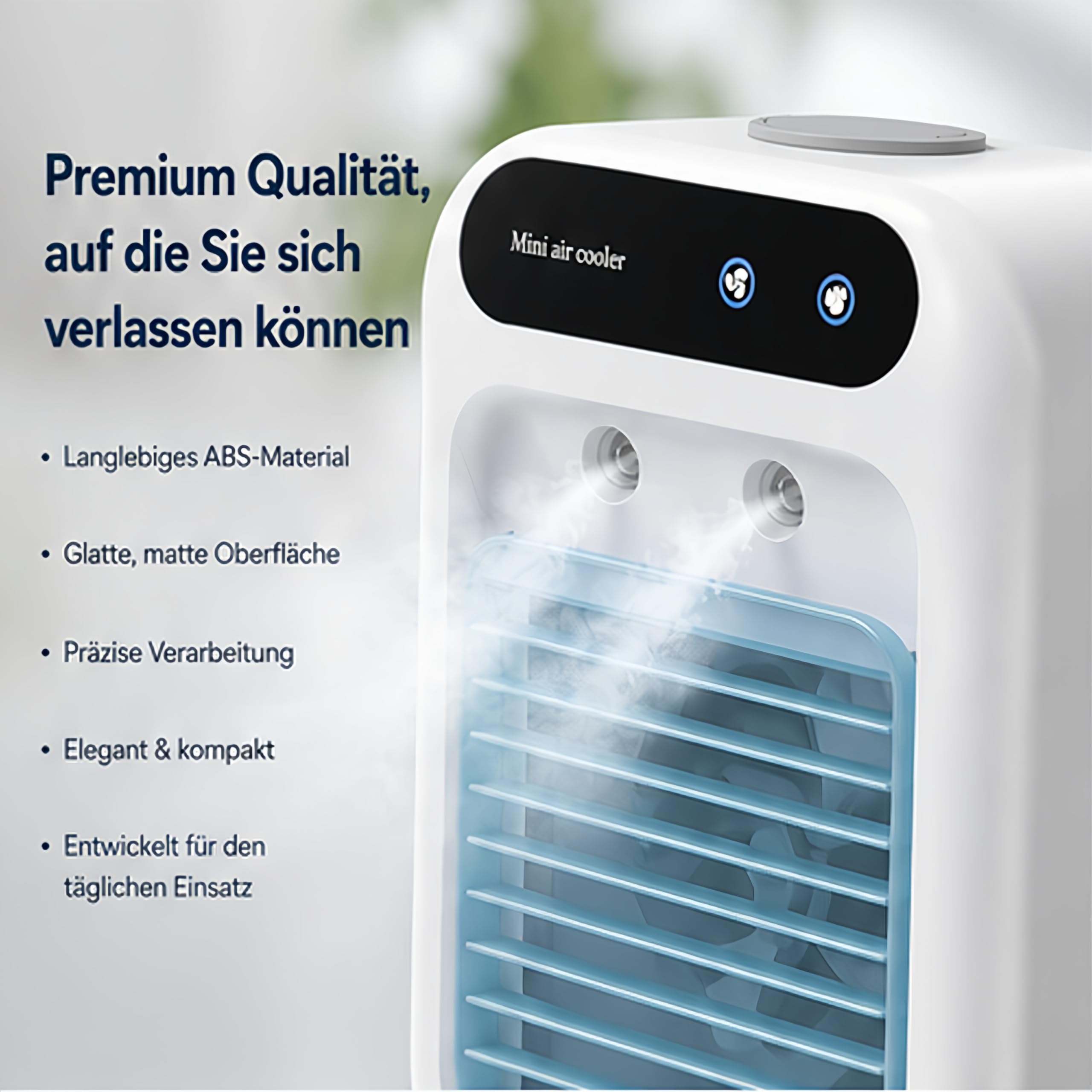 Mobile Klimaanlage、leise Tragbare Klimaanlage、500ml-Luftkühler、2 Geschwindigkeitsstufen、2 Nebelmodi、Mini klimaanlage geeignet für Schlafzimmer und Büro(Weiß)