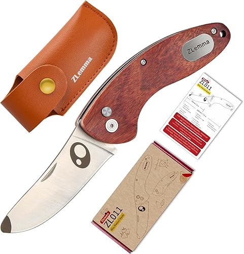 Miniatura 1 de Cuchillo de bolsillo para niños con juego de funda - Cuchillo de bolsillo plegable de acero inoxidable para niños con punta redondeada de seguridad