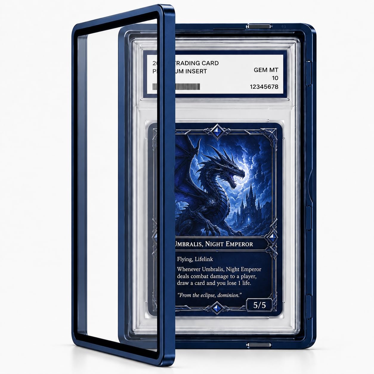 Slab Guard Fits PSA Slab, Magnetic Card Case with UV Glass, Dark Blue