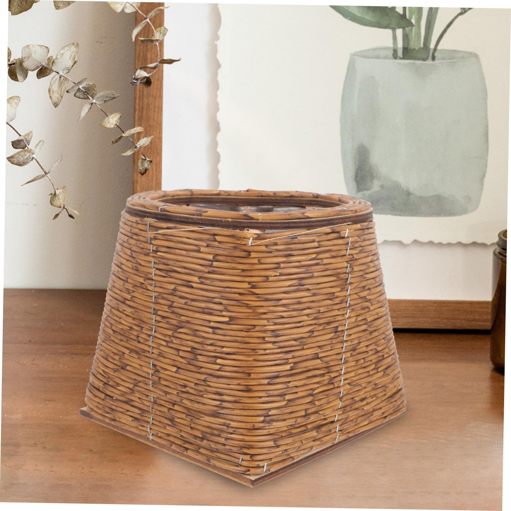 DOITOOL Cestino Intrecciato in Rattan Cesto Per Fiori Intrecciato Mano Cesto Per Piante in Rattan Decorativo e Utile Per Casa