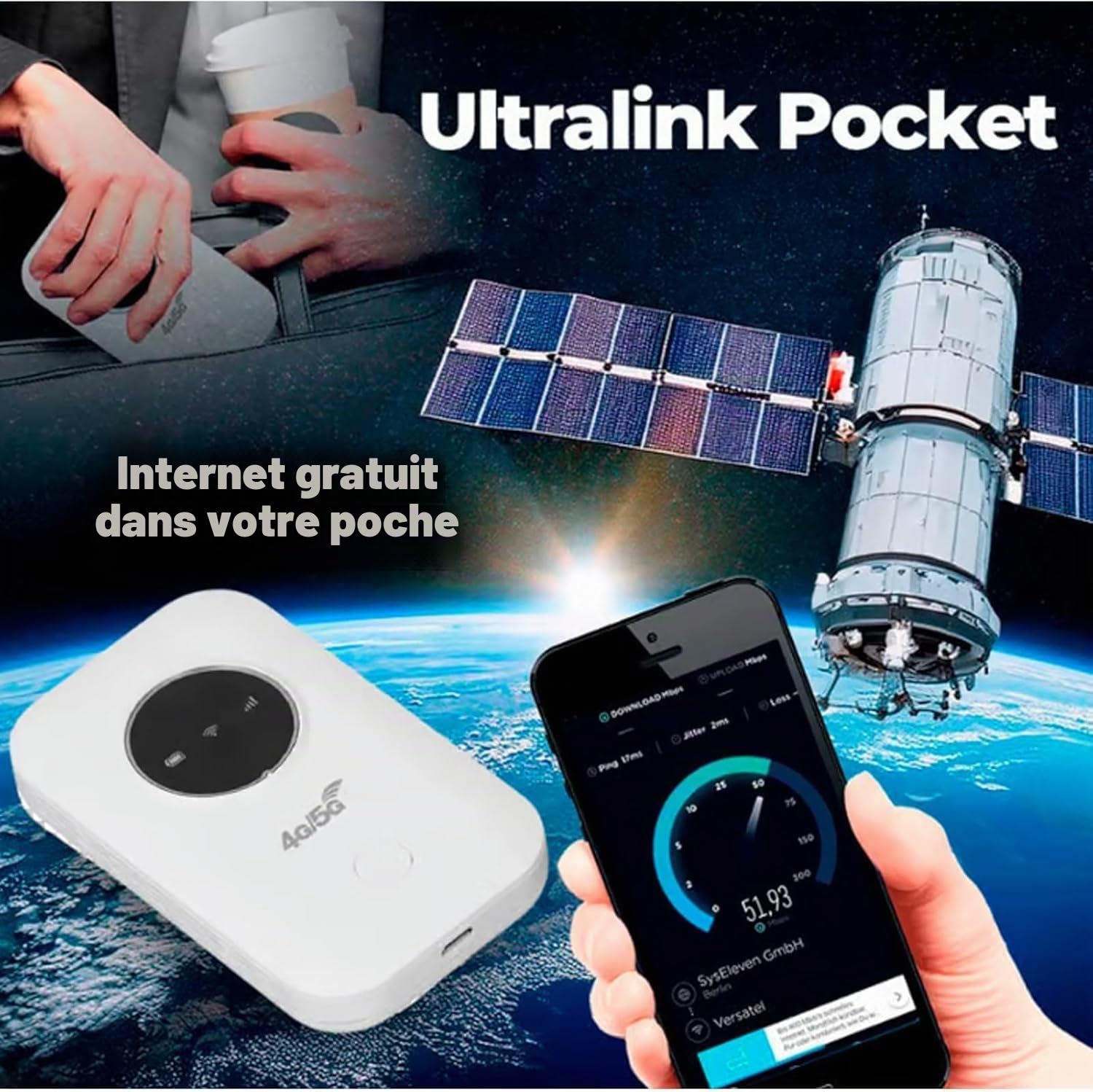 Ultralink Pocket Router, Ultralink Pocket WiFi, Ultralink Pocket [Free Internet in Your Pocket], Ultra Link Free WiFi Router Unlimited Satellite Internet, High Speed Smart Router for Anywhere (2Pcs)