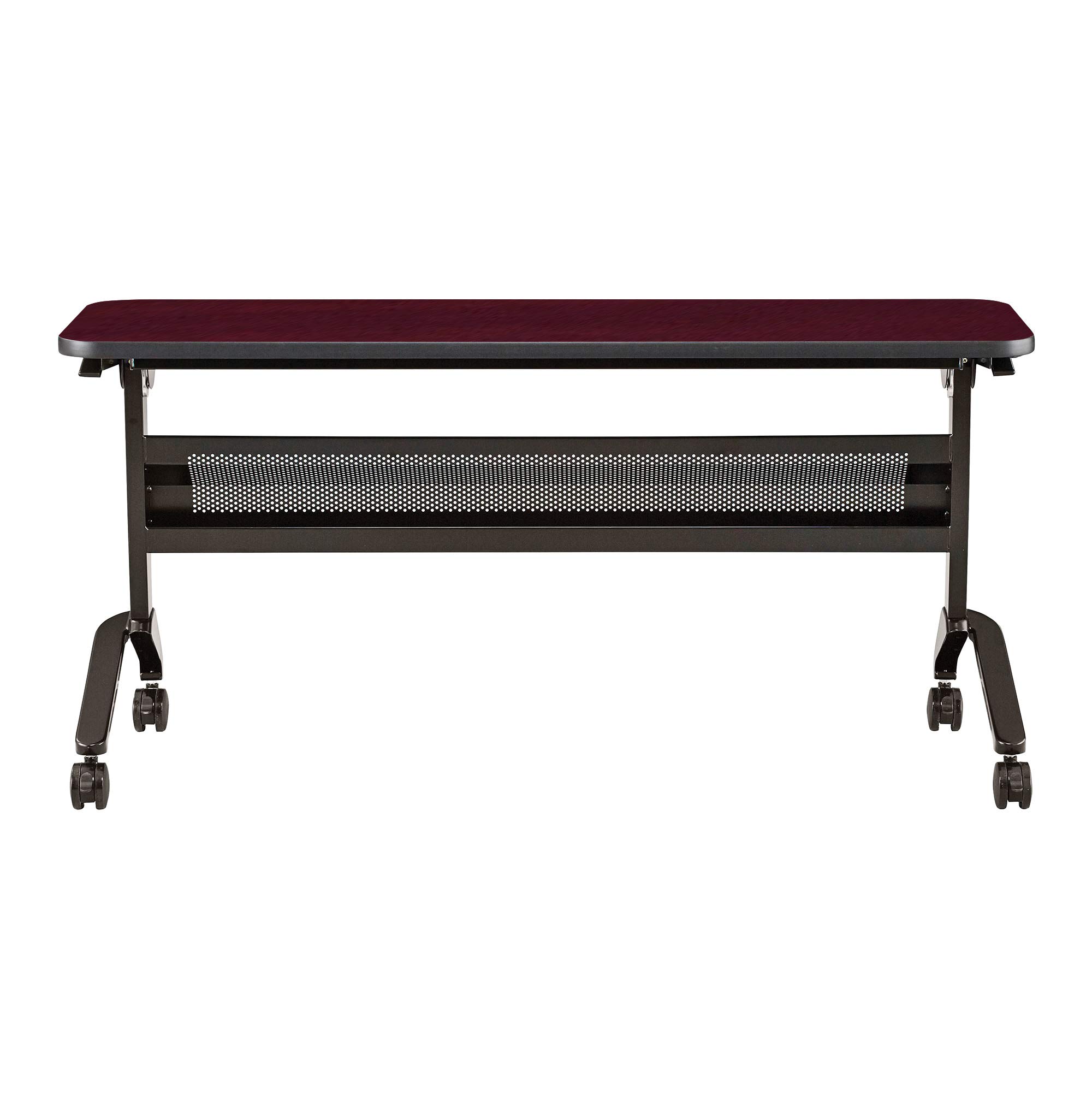 Safco Flip-N-Go Training Table – Regal Mahogany, 24x72 Inches, Mobile With Casters & Cable Management