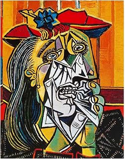 Canvas Print Wall Art Famous Painting Reproduction Weeping Woman by Picasso Cubism Style Canvas Pictures for Wall Decor Living Room Office BedRoom Home Decor45x54cm 18"x21"Unframed