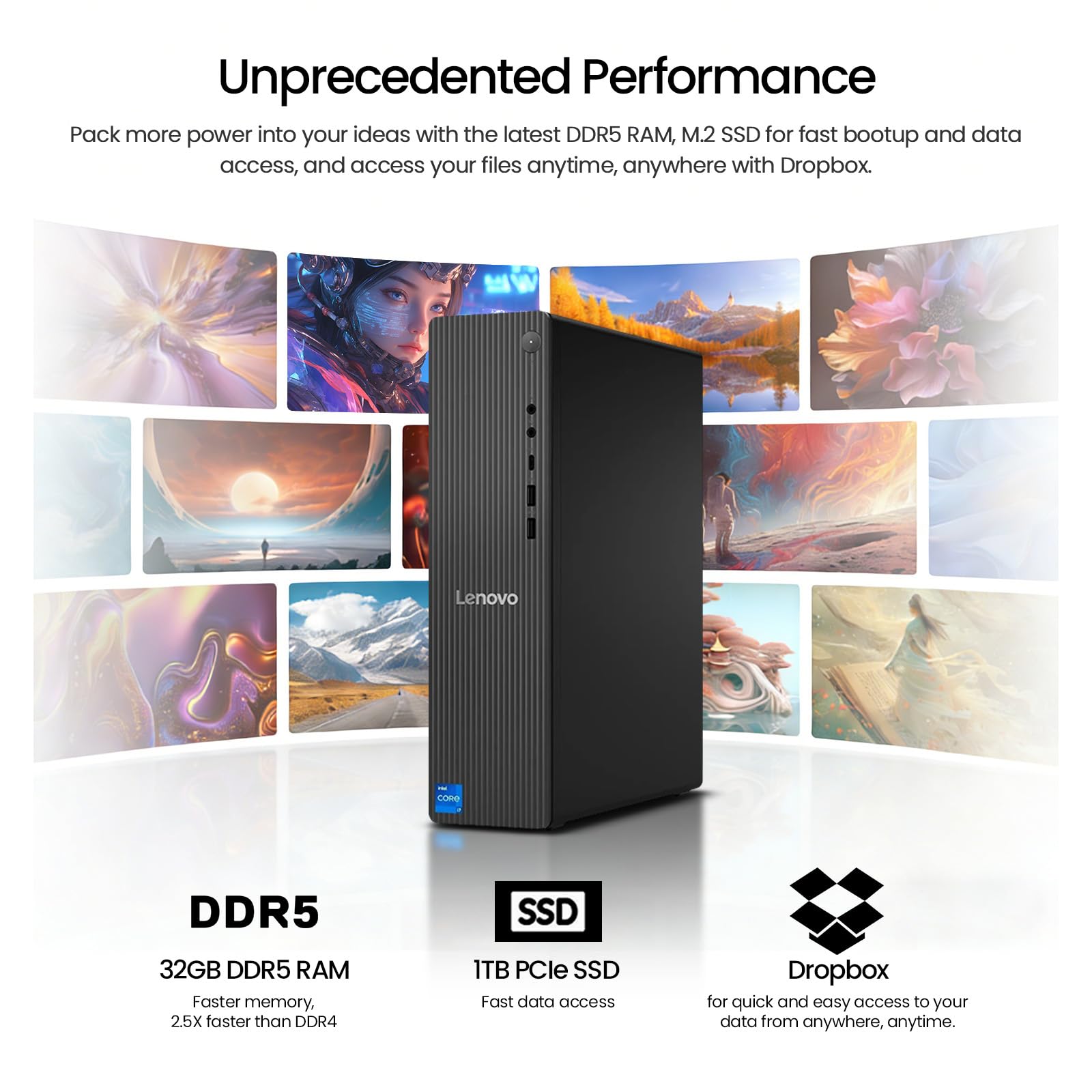 Lenovo Torre per computer desktop, Intel 20-Core i7 di 14a generazione, fattore di forma ridotto, per aziende, giochi e ufficio, Windows 11 Pro | SSD DDR5 da 1 TB da 32 GB, Ethernet RJ-45, Wi-Fi 6