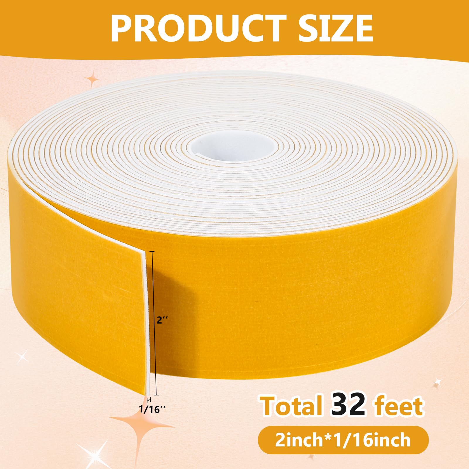 Uxcell 1 Roll 1/2"x 1/16"x 6.56 Ft Weather Stripping Door Seal Strip Foam Tape