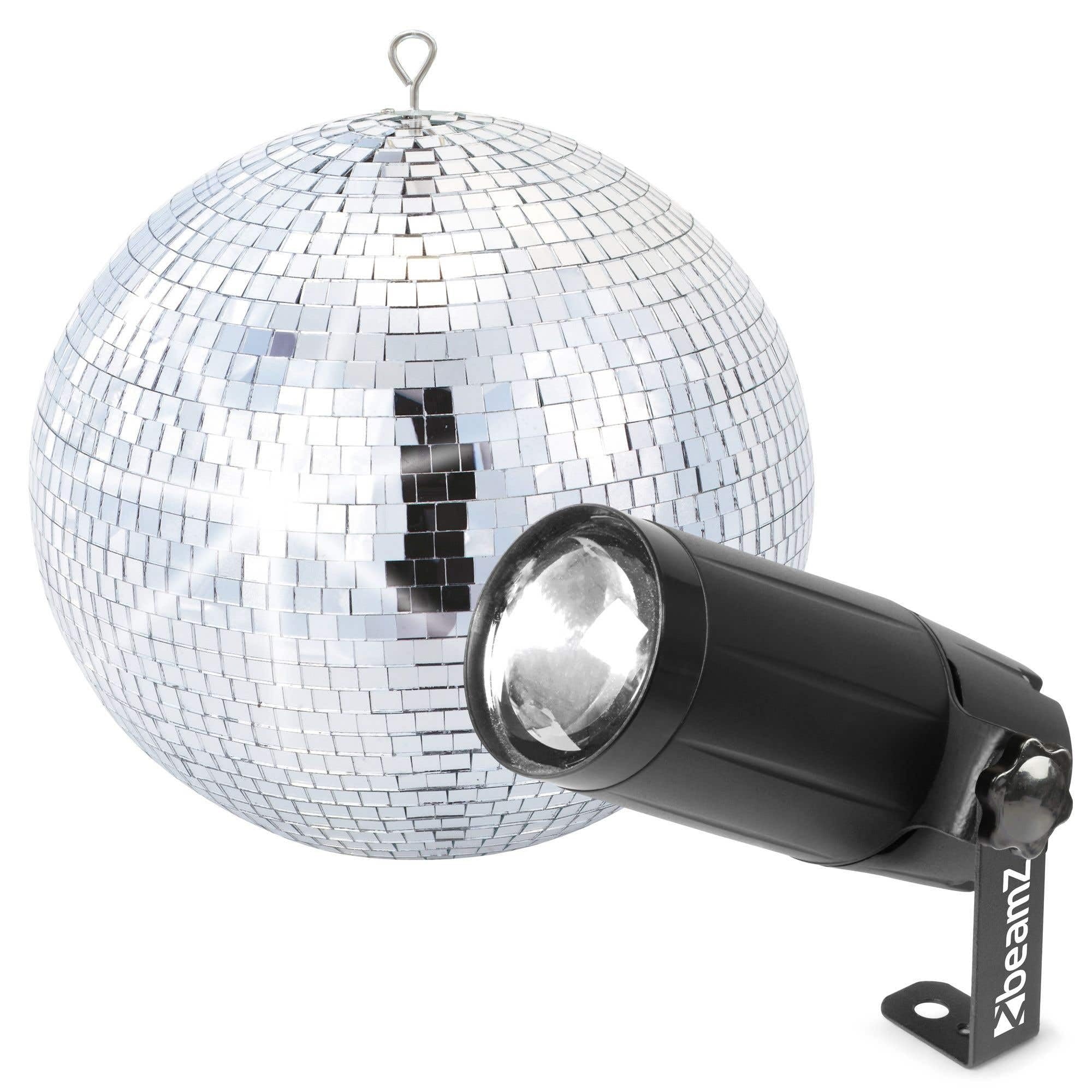 Beamz Bola de espejos de 30 cm con foco LED