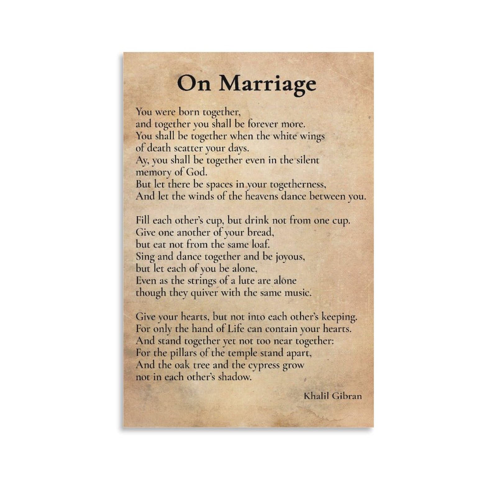 Lzten Unframe Kahlil Gibran Poem Poster On Marriage Poem Wall Art Retro Poster Kahlil Gibran Quote Posters For Room Kitchen Canvas Decoration Picture Prints Rectang