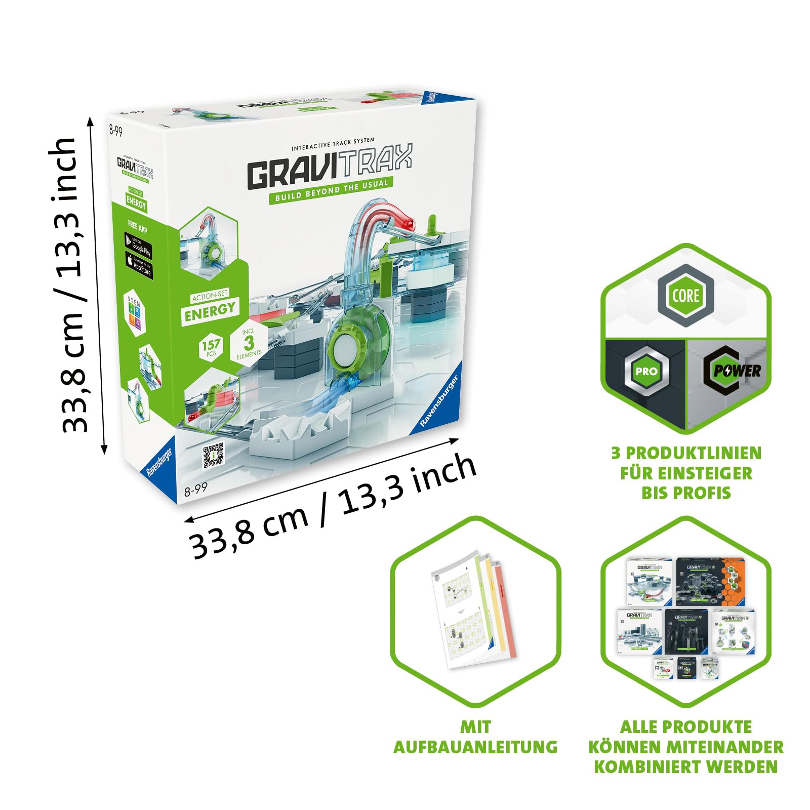 Ravensburger GraviTrax Action-Set Energy 27482 - GraviTrax Starterset für Deine Kugelbahn - Murmelbahn und Konstruktionsspielzeug ab 8 Jahren, GraviTrax Zubehör alleine bespielbar
