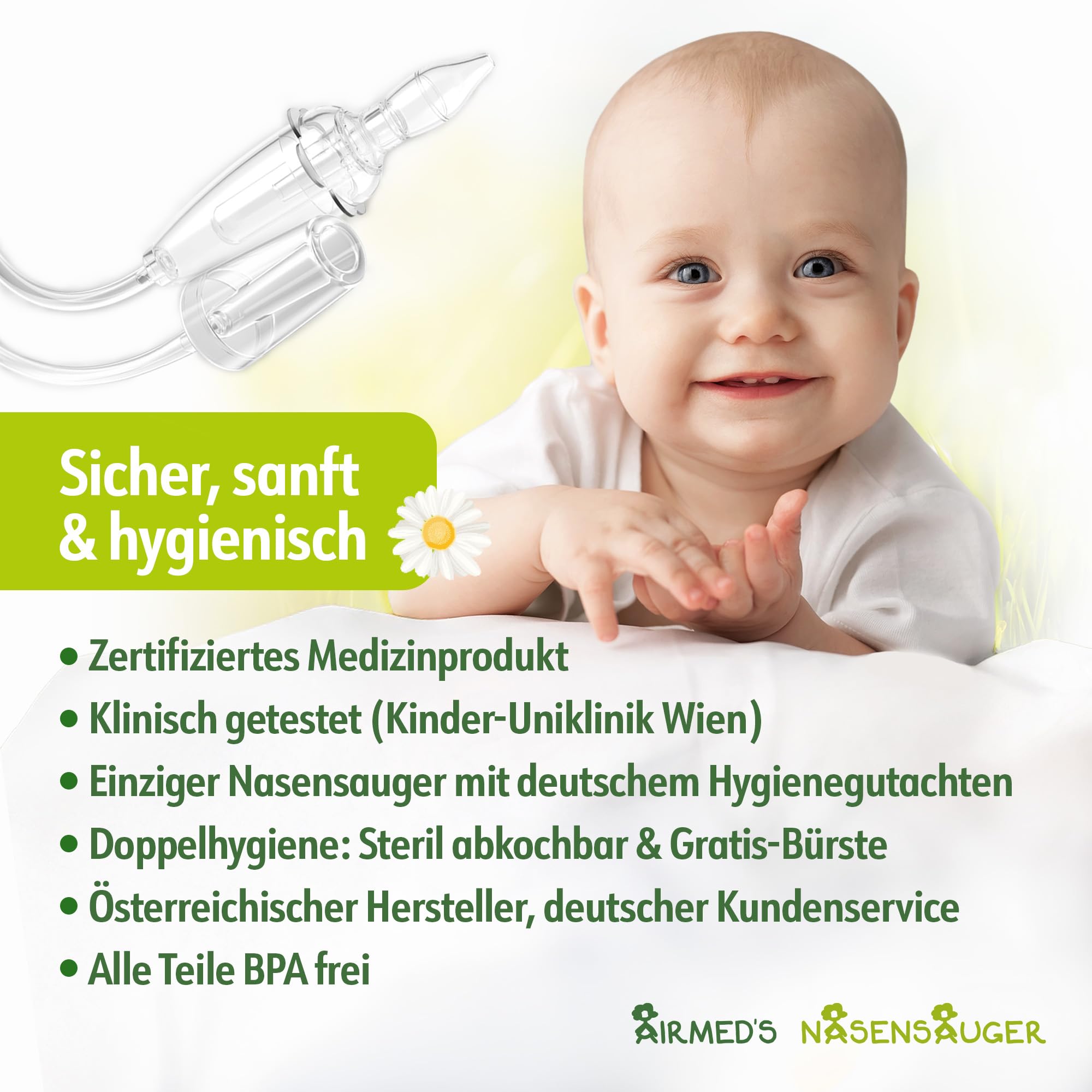 Airmed's Nasensauger. Nasensauger Baby. Klinisch getestet, sicher und sanft