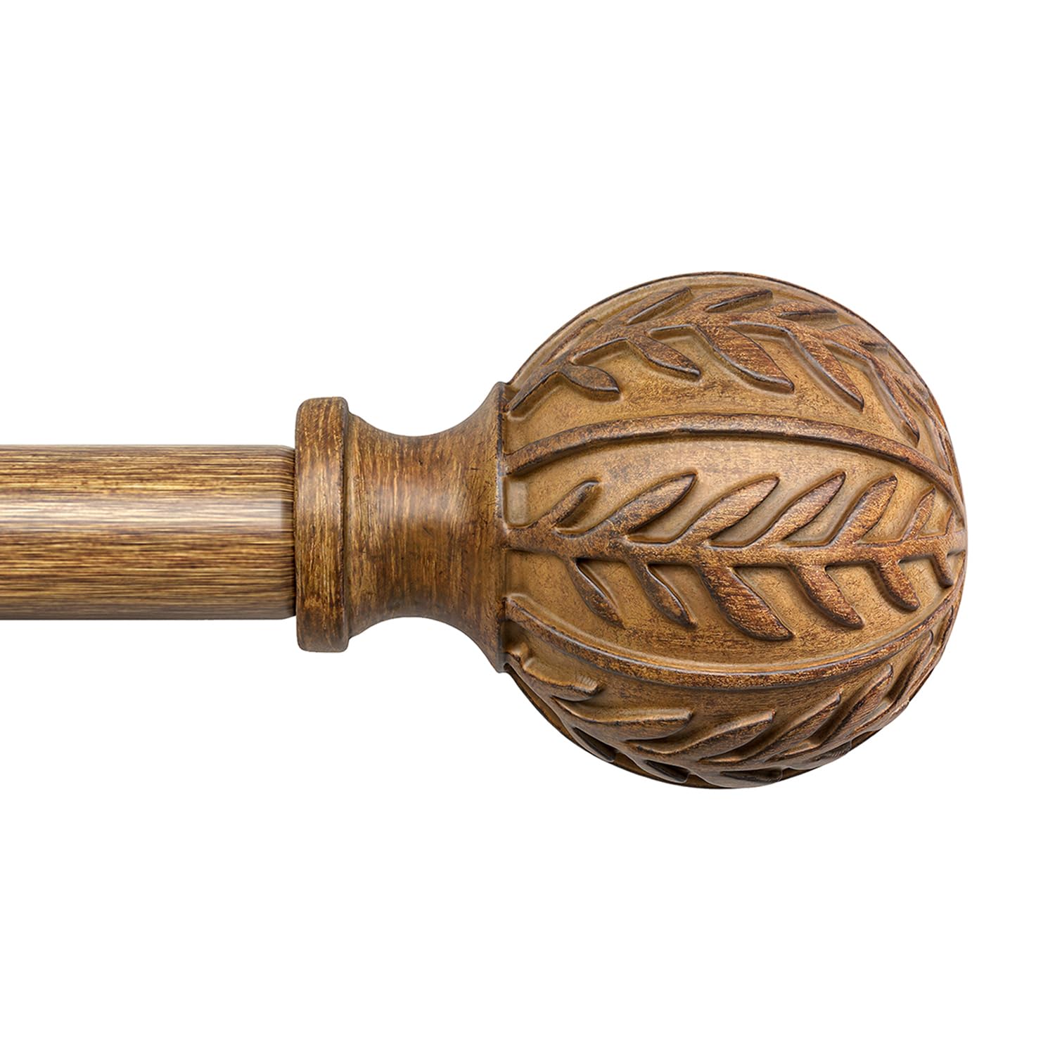QDWIS Wood Curtain Rods for Windows 66 to 120 Inch, 1 Inch Adjustable Decorative Drapery Rods