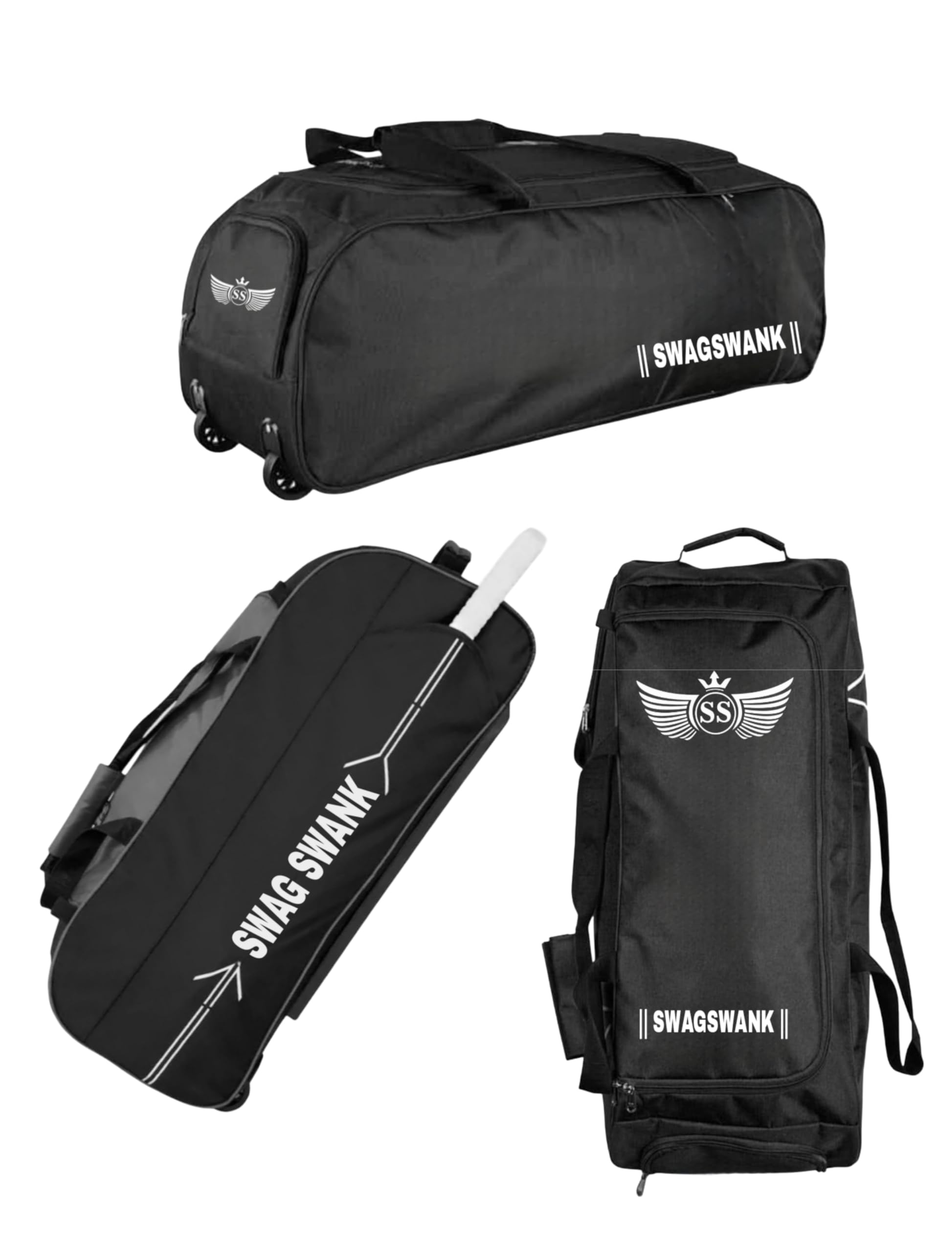 Cricket Kit Bag with Rolling Wheels - Combo Large 28 Inch Heavy (Travel Bag) Black-image-1
