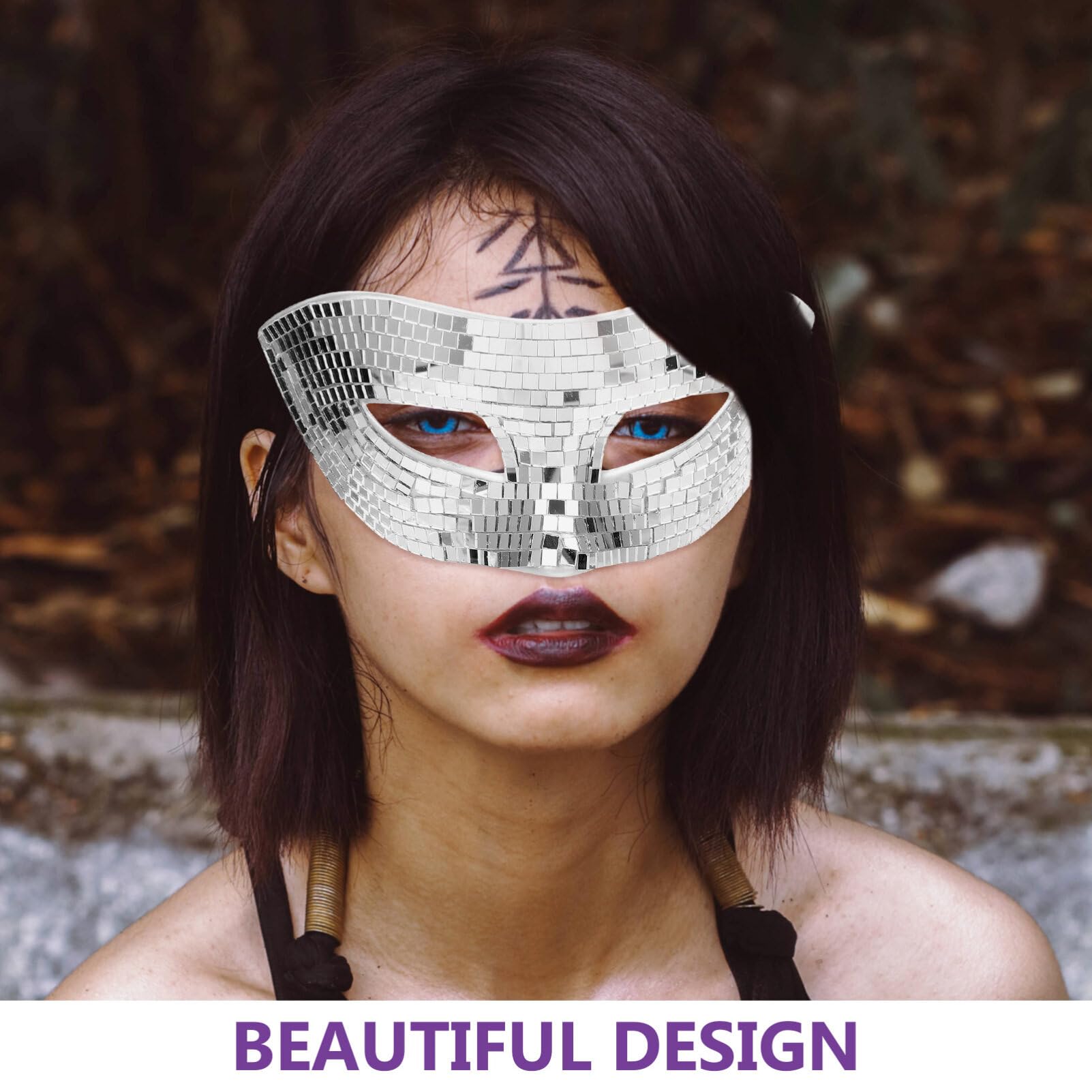 Alipis Disco Ball Glitter Mask Mirror Mask Shiny Music Mask Cool Masks Halloween Masquerade Half Face Mask Mardi Gras Sparkly Eyemask for Party Silver