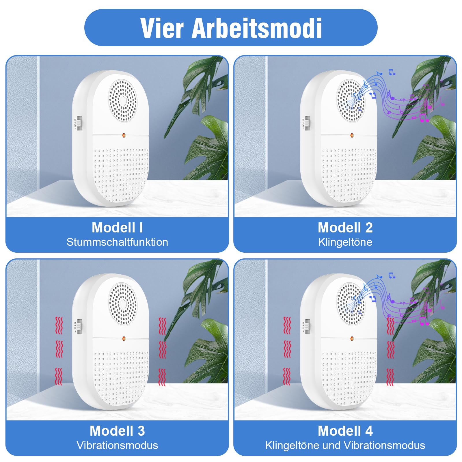 Daytech Przycisk awaryjny w podeszłym wieku, ostrzeżenie osób starszych z alertem wibracyjnym, przycisk połączenia alarmowego może być używany w domach / domach starszych/szpitalach (1 odbiornik + 2