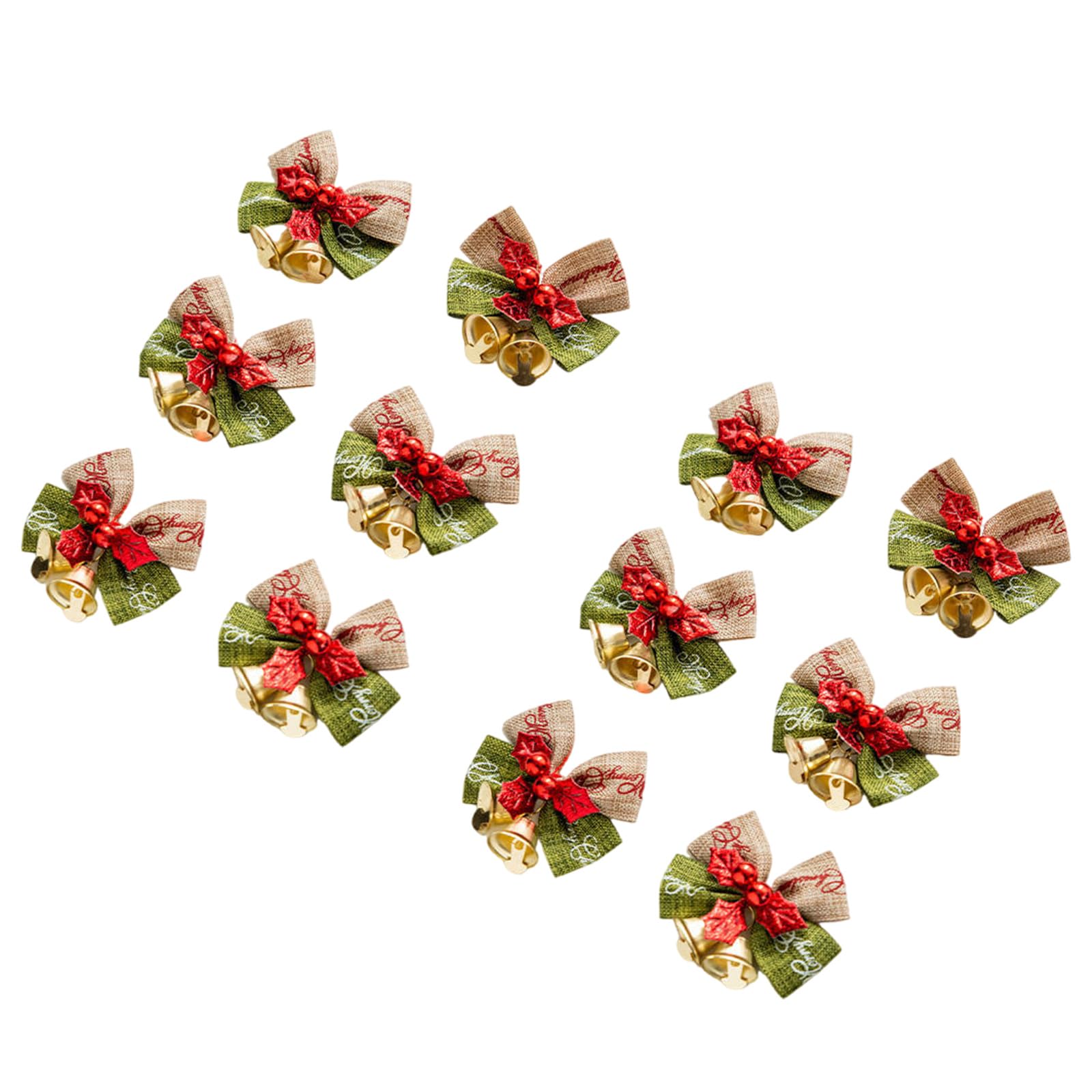 Msioytog 12Pcs Christmas Bows with Bells Burlap Bows Ornaments Wrapping Decoration Wedding Decoration