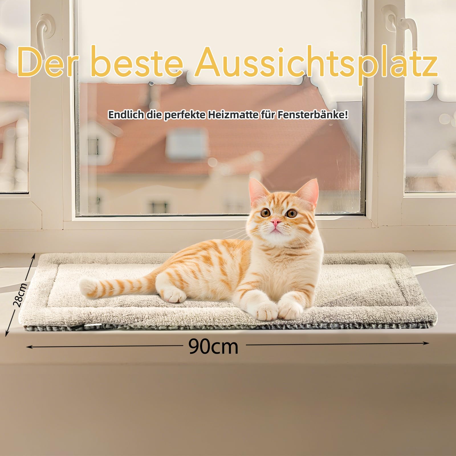 Mora Pets Tappetino autoriscaldante gatti Coperta riscaldante Cuscino per gatti e cani Tappeto riscaldante Senza elettricità e batterie Cuccia gatto Lavabile 90 x 28 cm