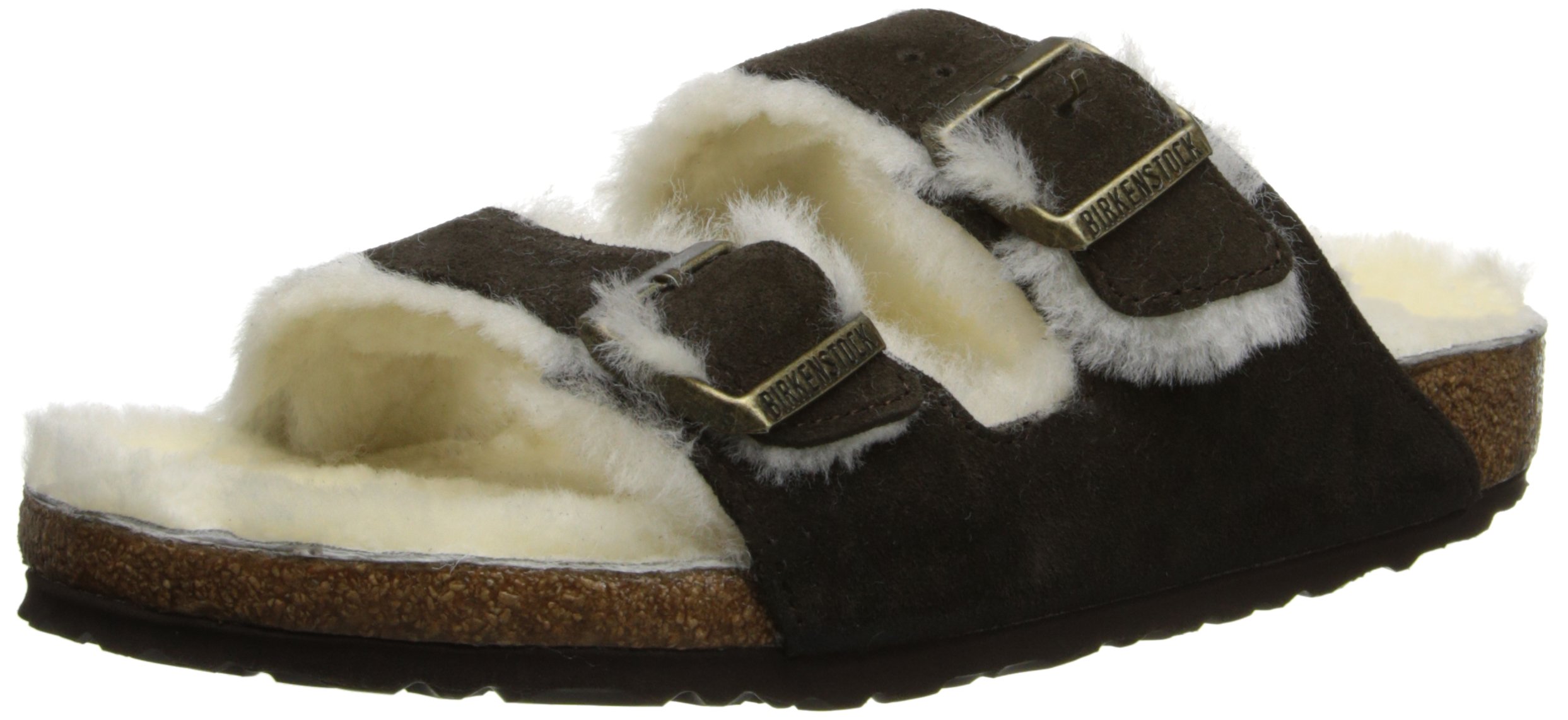 Birkenstock Womens Arizona Mocha Suede Shearling Sandal - 40 REG