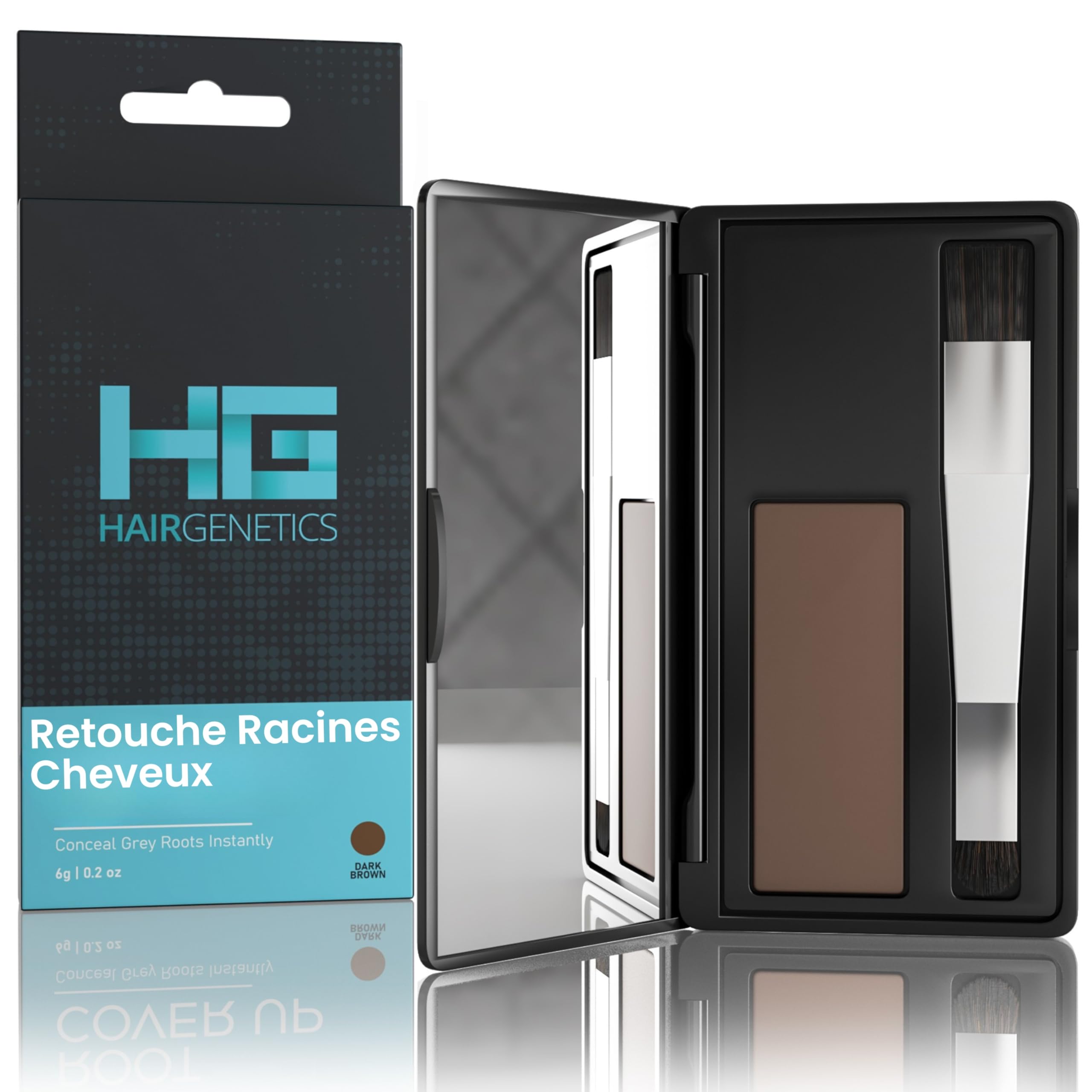 Hair Genetics Retouche Racines Cheveux - Résultats professionnels naturels, rapides et faciles - Coloration Cheveux Gris - Remplit les sourcils - Coloration cheveux chatain - (marron foncé)