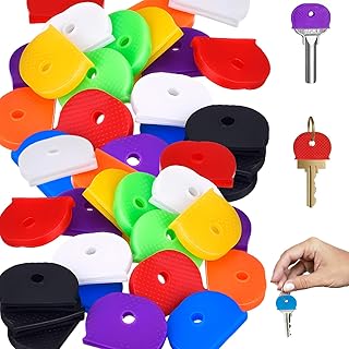 32Pcs Key Covers Caps,Keycaps Silicone Key Identifier Caps Coloured Key Covers, Key Caps Covers Tags Set Flexible Key Covers Coloured Key Cap Label, for Easy Identifying House Door Keys(8 Colors)