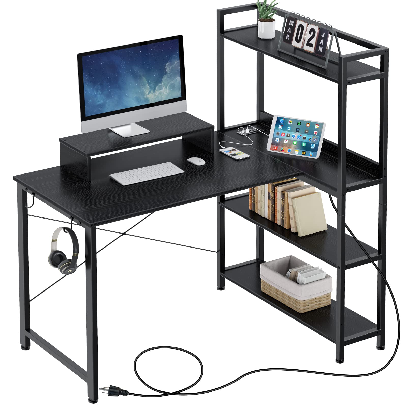 Buy Rolanstar Computer Desk with Power Outlet, Home Office PC Desk with
