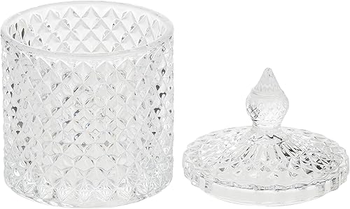 Miniatura 3 de Tarro decorativo para dulces de mariposa para el hogar, recipiente de almacenamiento de bufé de dulces, tarro facetado de diamante de cristal