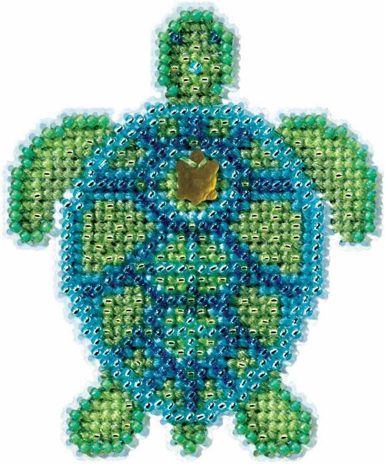 Sea Turtle Beaded Counted Cross Stitch Ornament Kit Mill Hill 2016 Spring Bouquet MH181611
