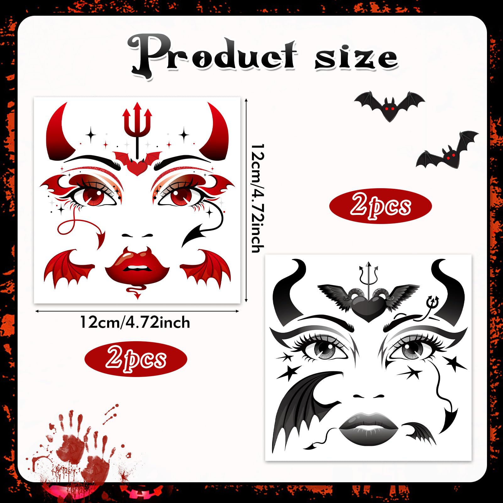 HOWAF 4 PCS Halloween Face Tattoos - Image 2