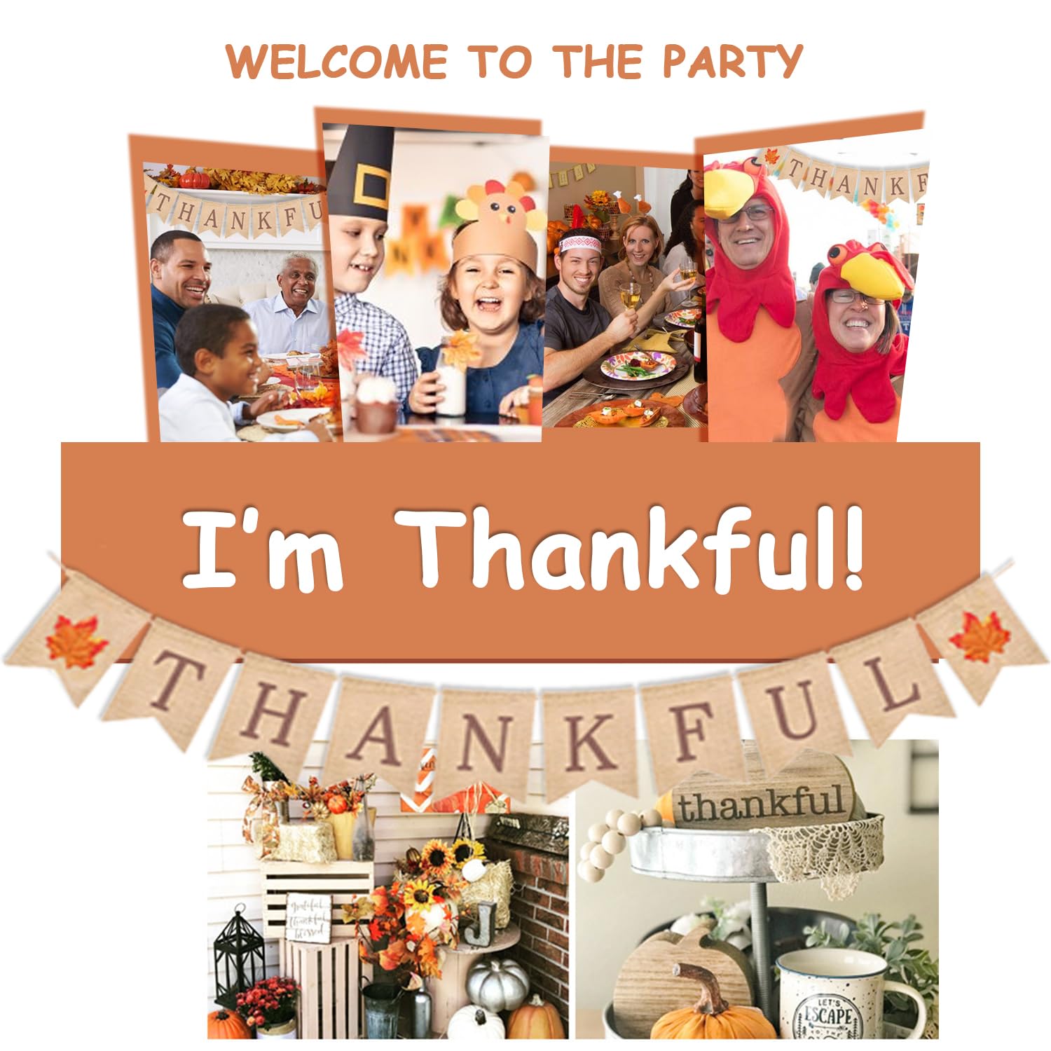 Thankful Herbst-Banner Aus Jute – Rustikales Ahornblatt-Design, 3 M Lang, Für Kamin & Wand
