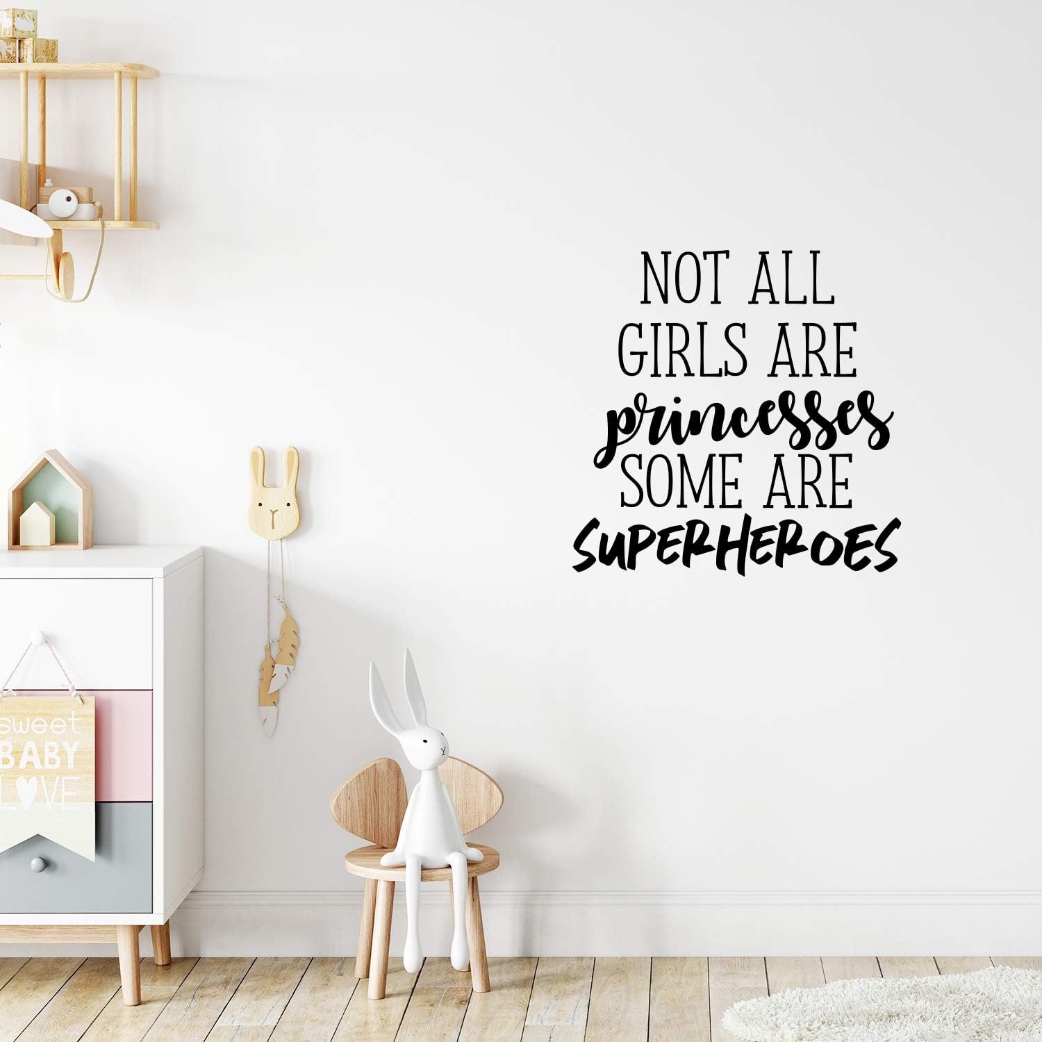 Vinyl Wall Art Decal - Not All Girls are Princesses Some are Superheroes - 23 x 23 - Modern Inspirational Little Girl's Toddlers Teens Home Apartment Living Room Bedroom Dorm Room Decoration
