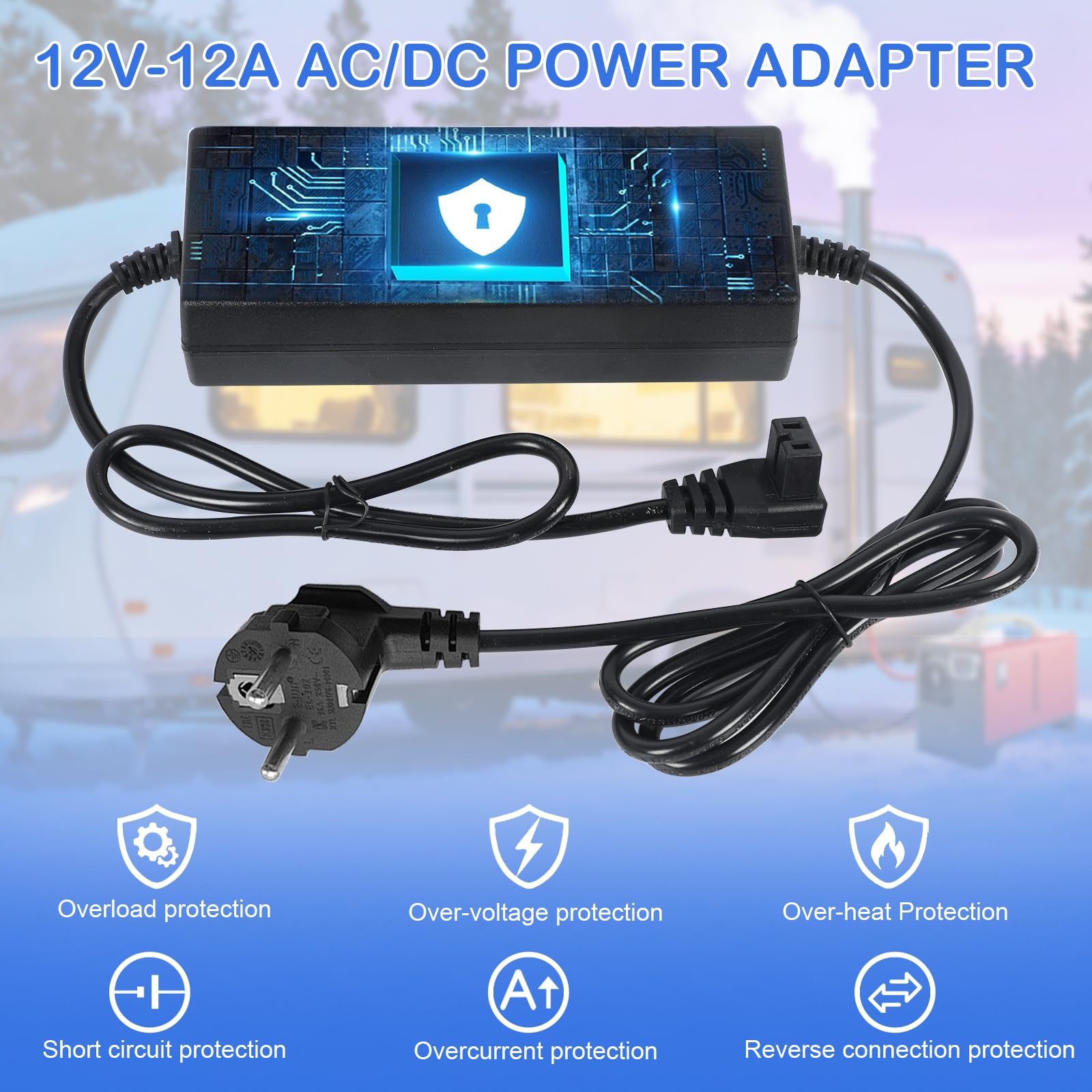 XLSBZ 12 V staande verwarming, dieselvoeding, 230 V naar 12 V netadapter voor 5 kW 8 kW all-in-one dieselluchtverwarming, spanningsomvormer voor vrachtwagens, bestelwagens, campers