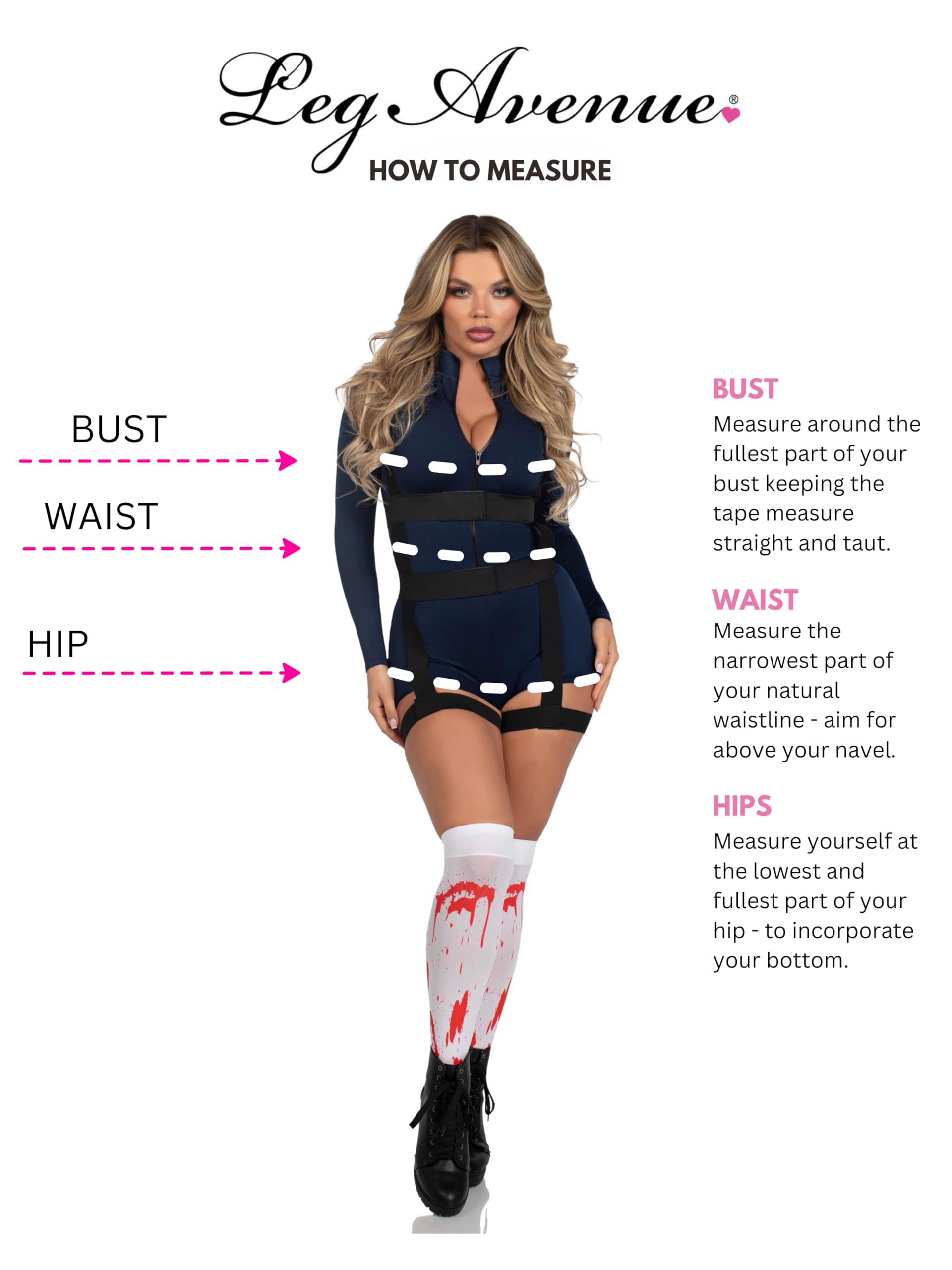 Leg Avenue Costume da donna per Halloween, 2 pezzi, include pagliaccetto a collo alto e imbracatura per il corpo, Blu, Small