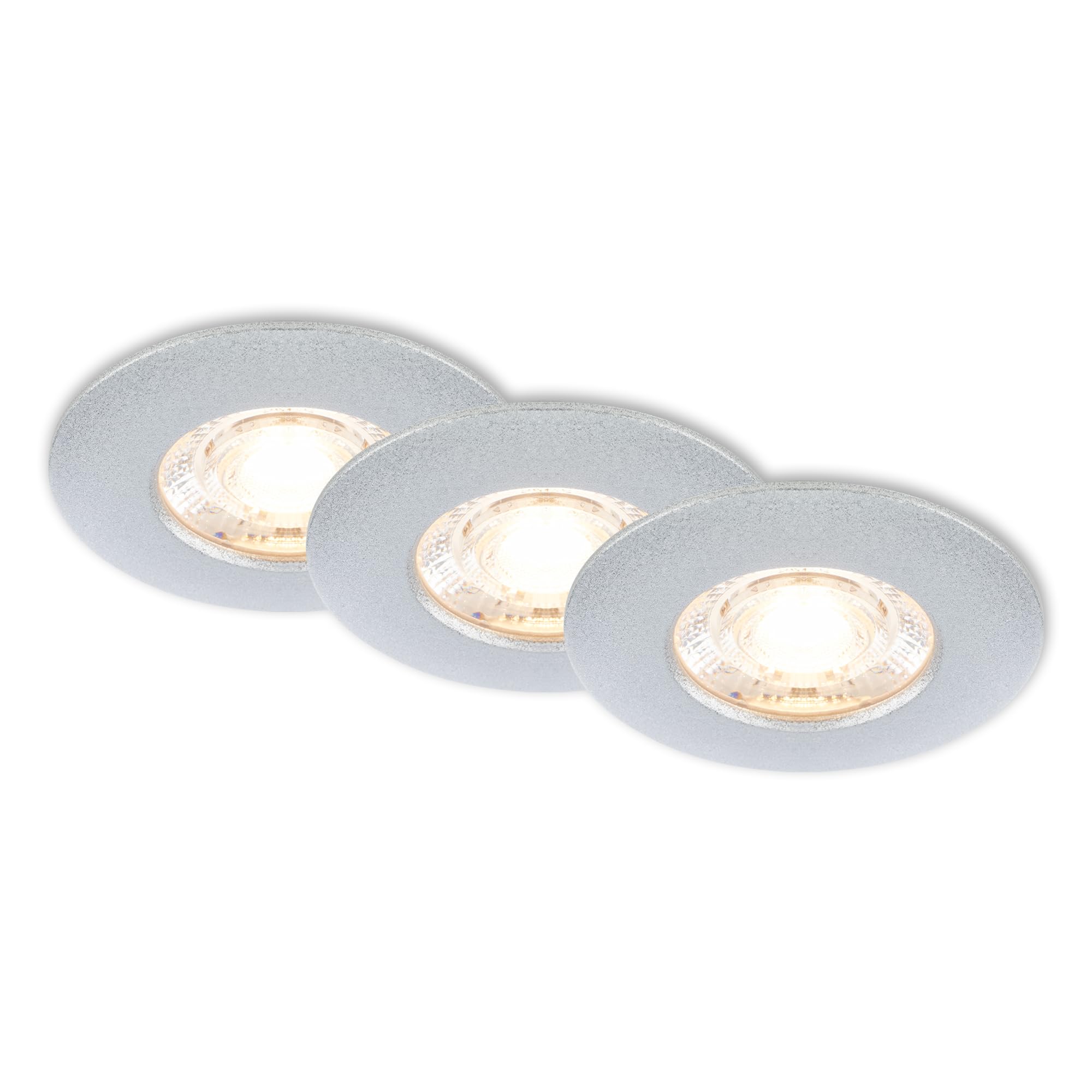 Briloner - Set of 3 LED Recessed Spotlights 230V Bathroom IP44, Ceiling Spotlights, LED Spotlights, Flat Ceiling Spotlights, Matt Chrome
