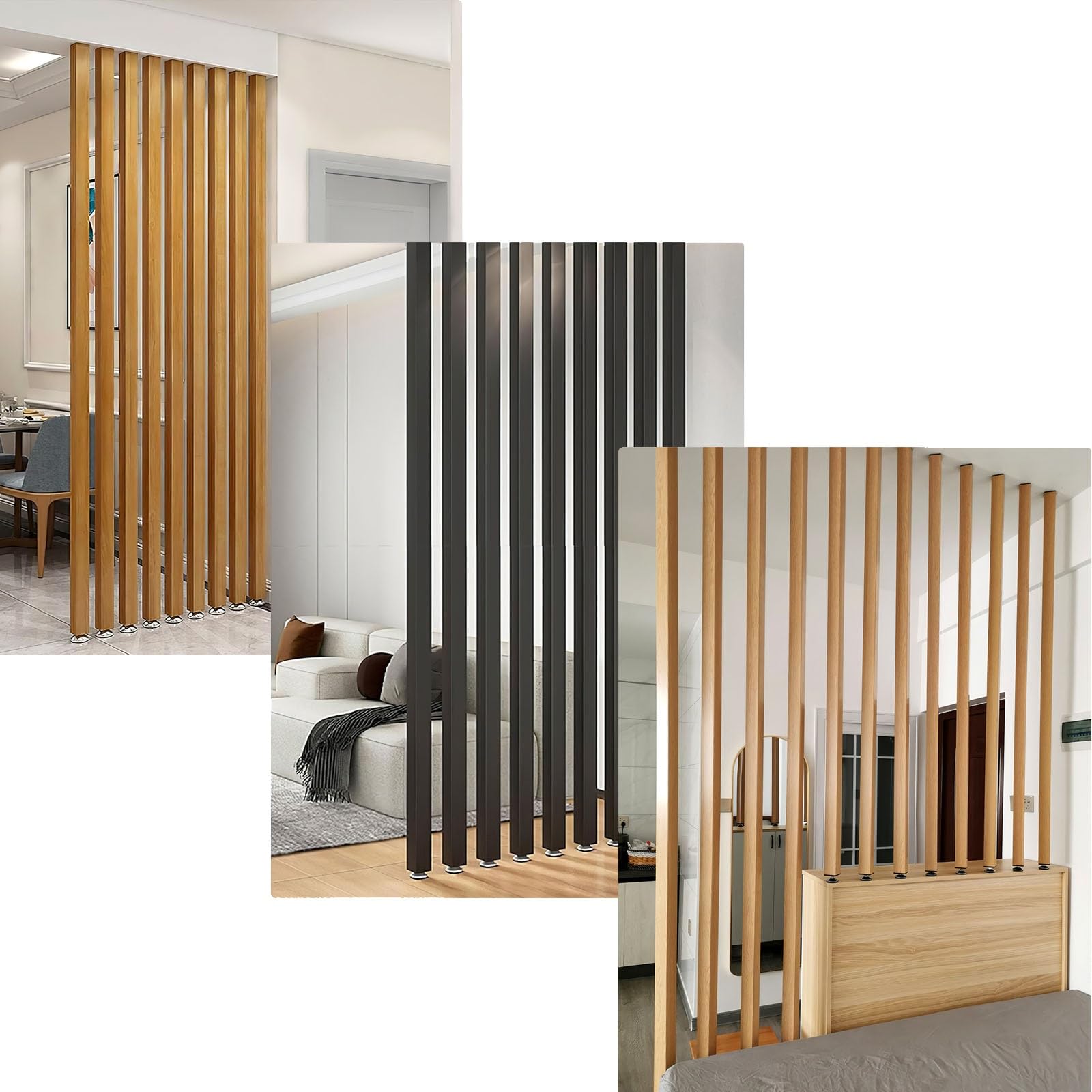 FloortoCeiling WooSlat Room Divi6 piezas para baño, guardería, estudio, apartamento, partición de madera (125 cm)