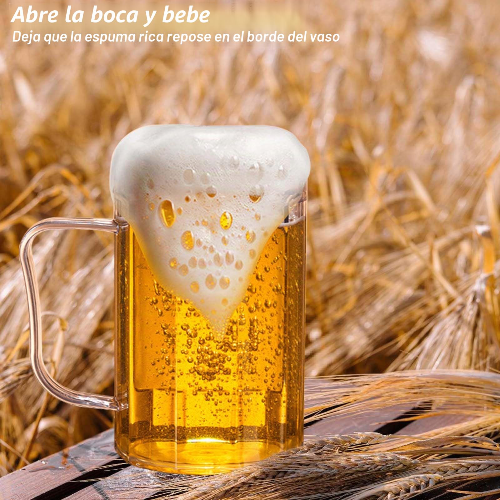 GOMETY Juego de 4 vasos de cerveza, jarras de cerveza duraderas de 0,5 litros, vasos de plástico reutilizables
