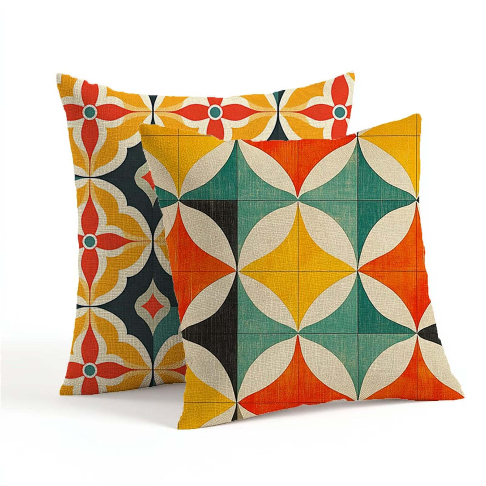 Cuscini per Divano giallo Federe Cuscini Divano geometria Copricuscini 60x60cm 2 Pezzi Impermeabili Lino Federe Cuscino Letto, Stampa Fronte-Retro per Soggiorno Camera Giardino, Donne Regali 1Z-199