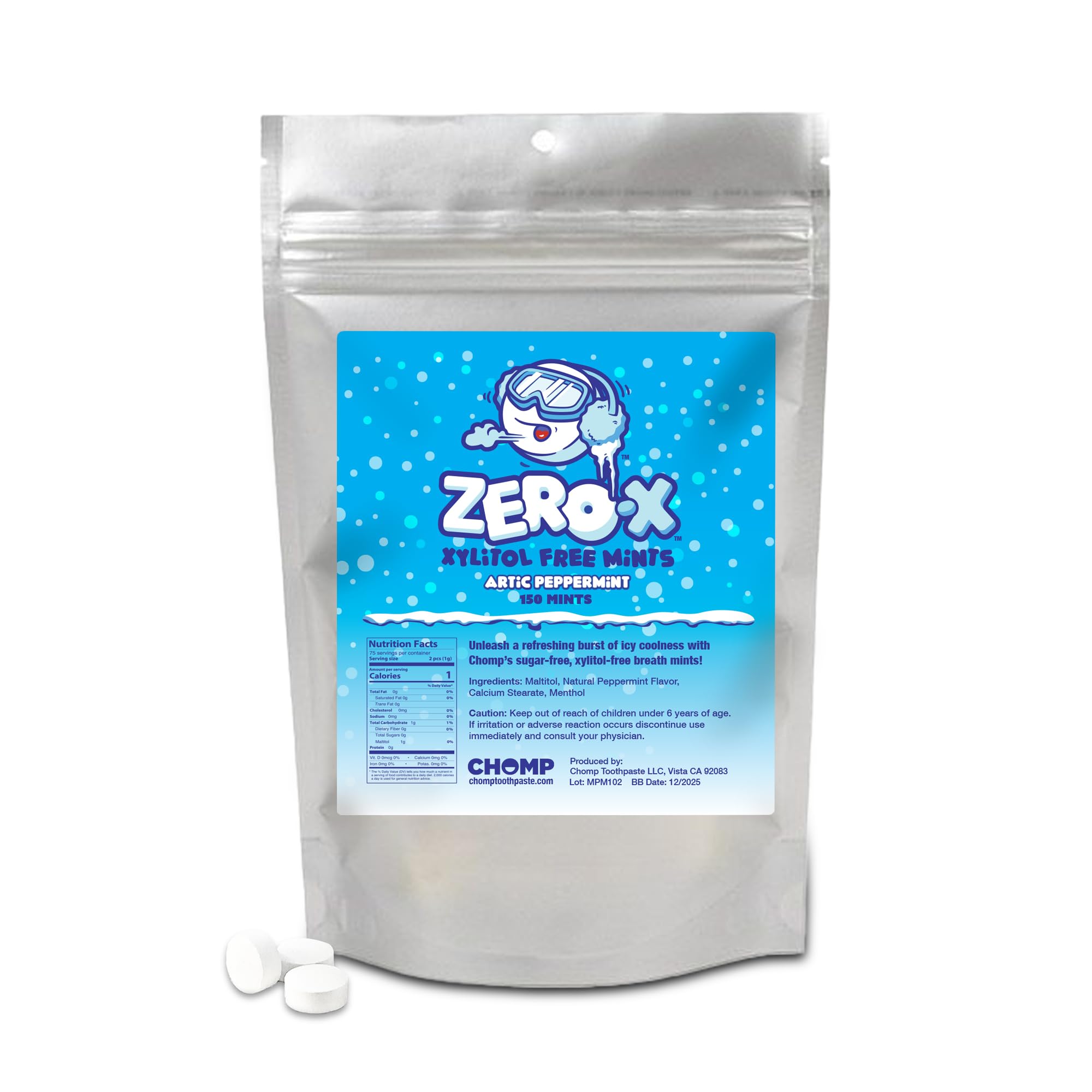 Chomp Zero-X Xylitol-free Breath Mints 150 Count (Peppermint)