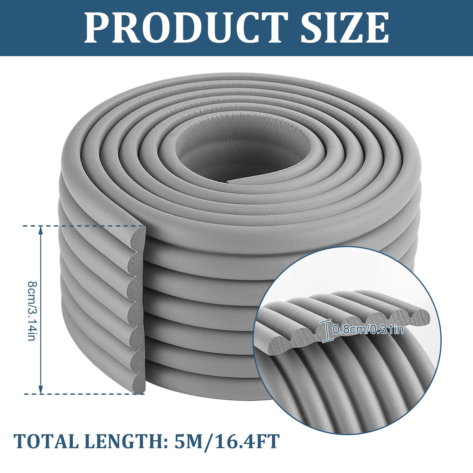 8 cm x 5 m Isolants de tuyaux pour extérieur, isolation en mousse pour tuyaux de chauffage, protection de tuyau auto-adhésive, isolation thermique et acoustique, pour conduites d'eau extérieures en
