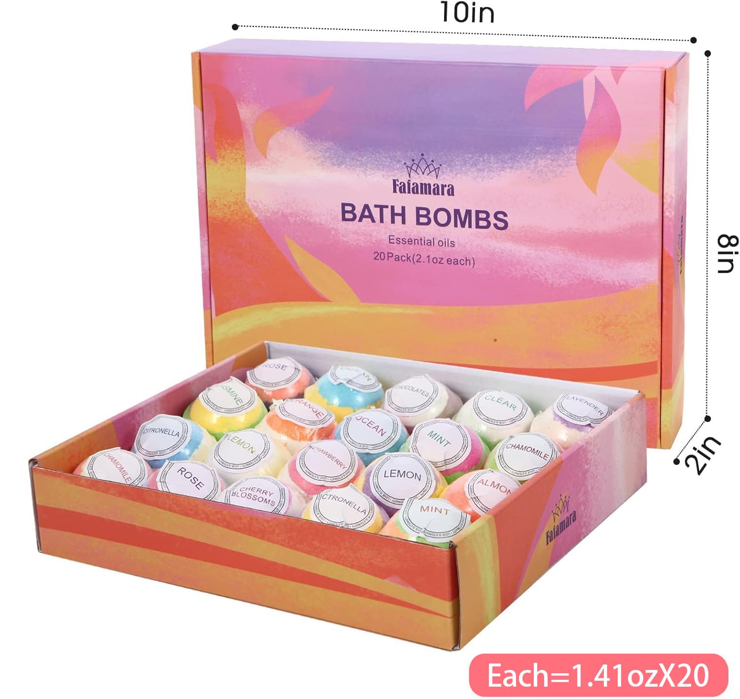 Set di 20 bombe da bagno in schiuma, biologiche e naturali, realizzate a mano, per rilassamento e antistress, ideali come regalo di compleanno per donne, mogli, fidanzate, madri